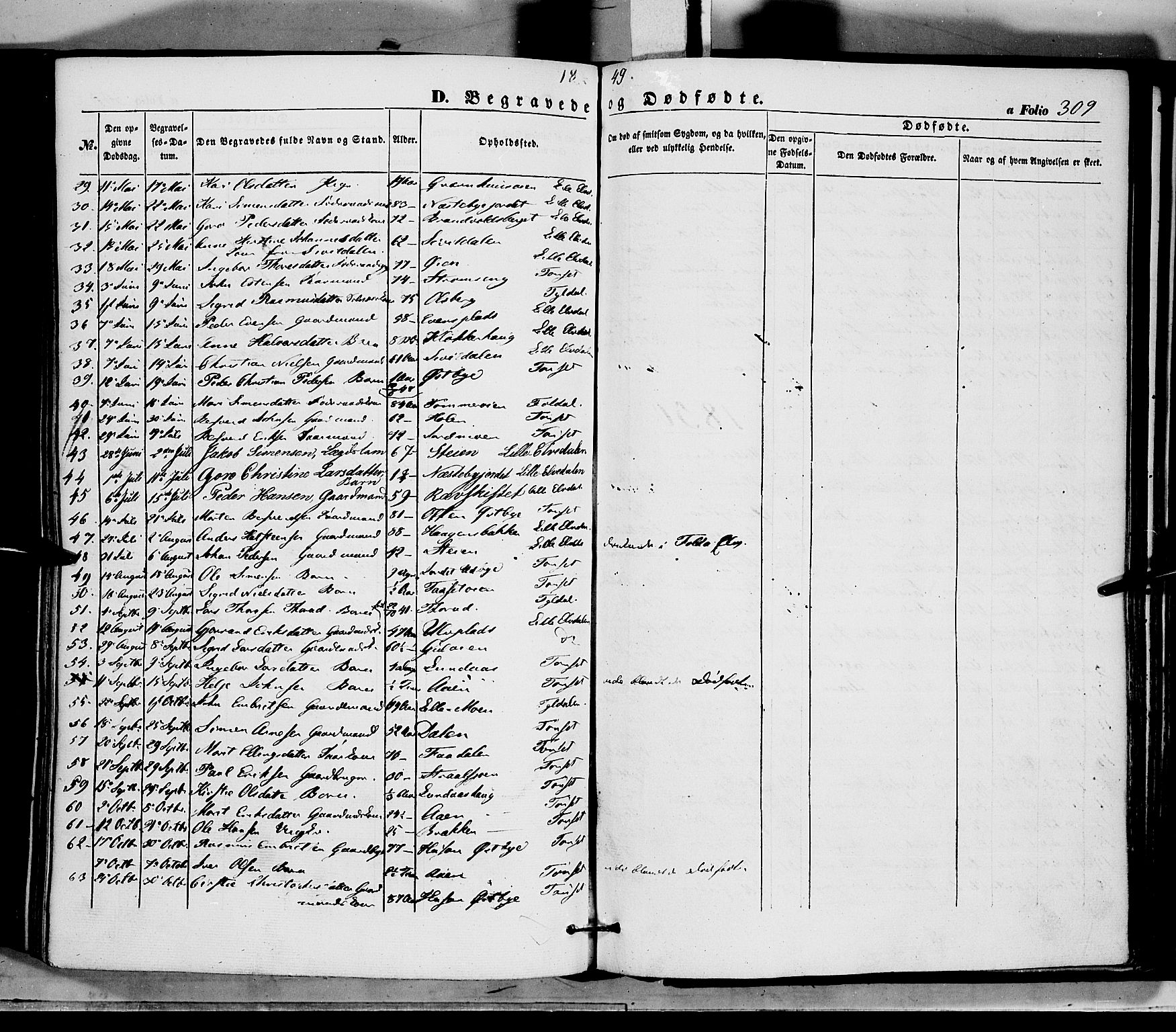 Tynset prestekontor, SAH/PREST-058/H/Ha/Haa/L0020: Parish register (official) no. 20, 1848-1862, p. 309