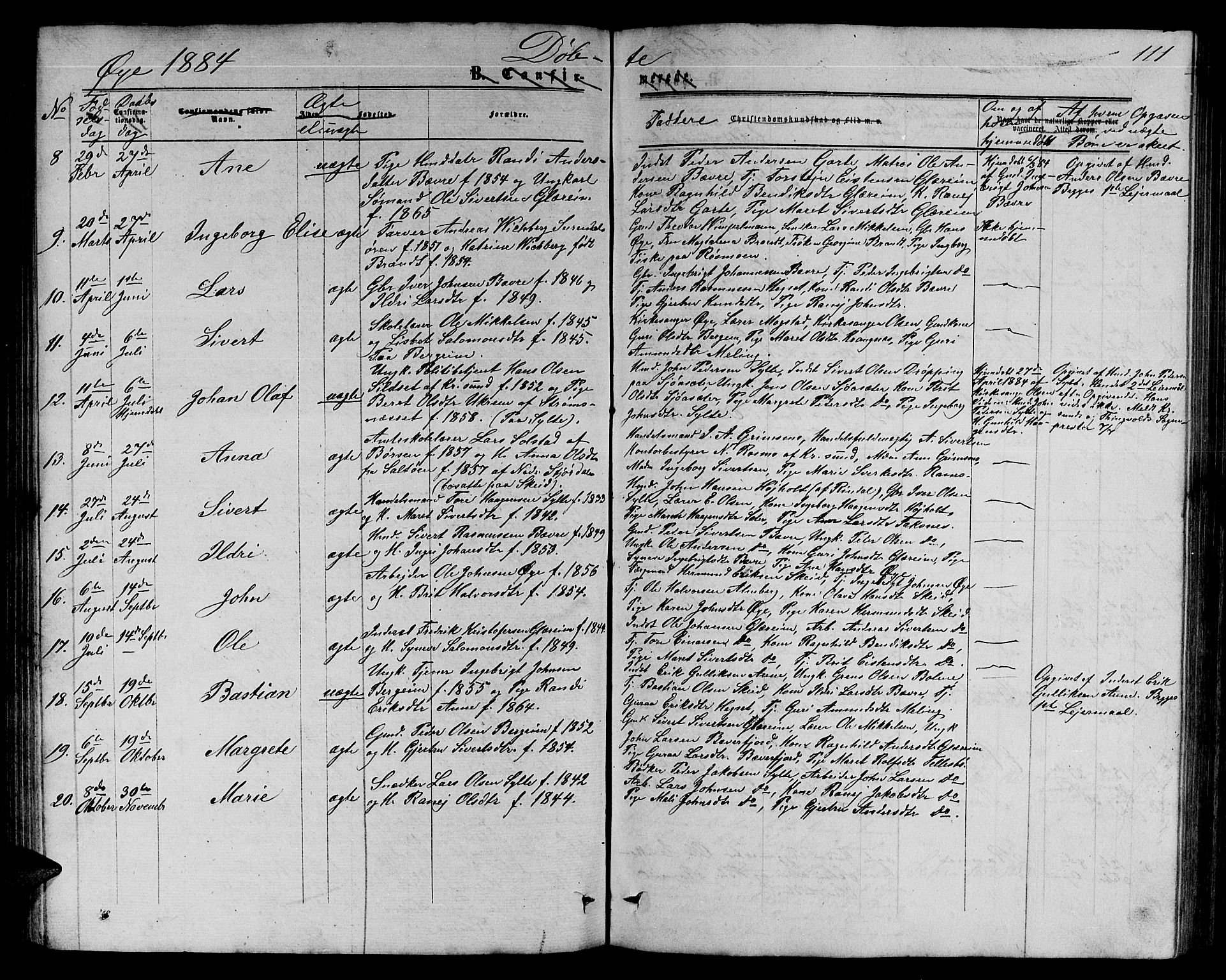 Ministerialprotokoller, klokkerbøker og fødselsregistre - Møre og Romsdal, AV/SAT-A-1454/595/L1051: Parish register (copy) no. 595C03, 1866-1891, p. 111