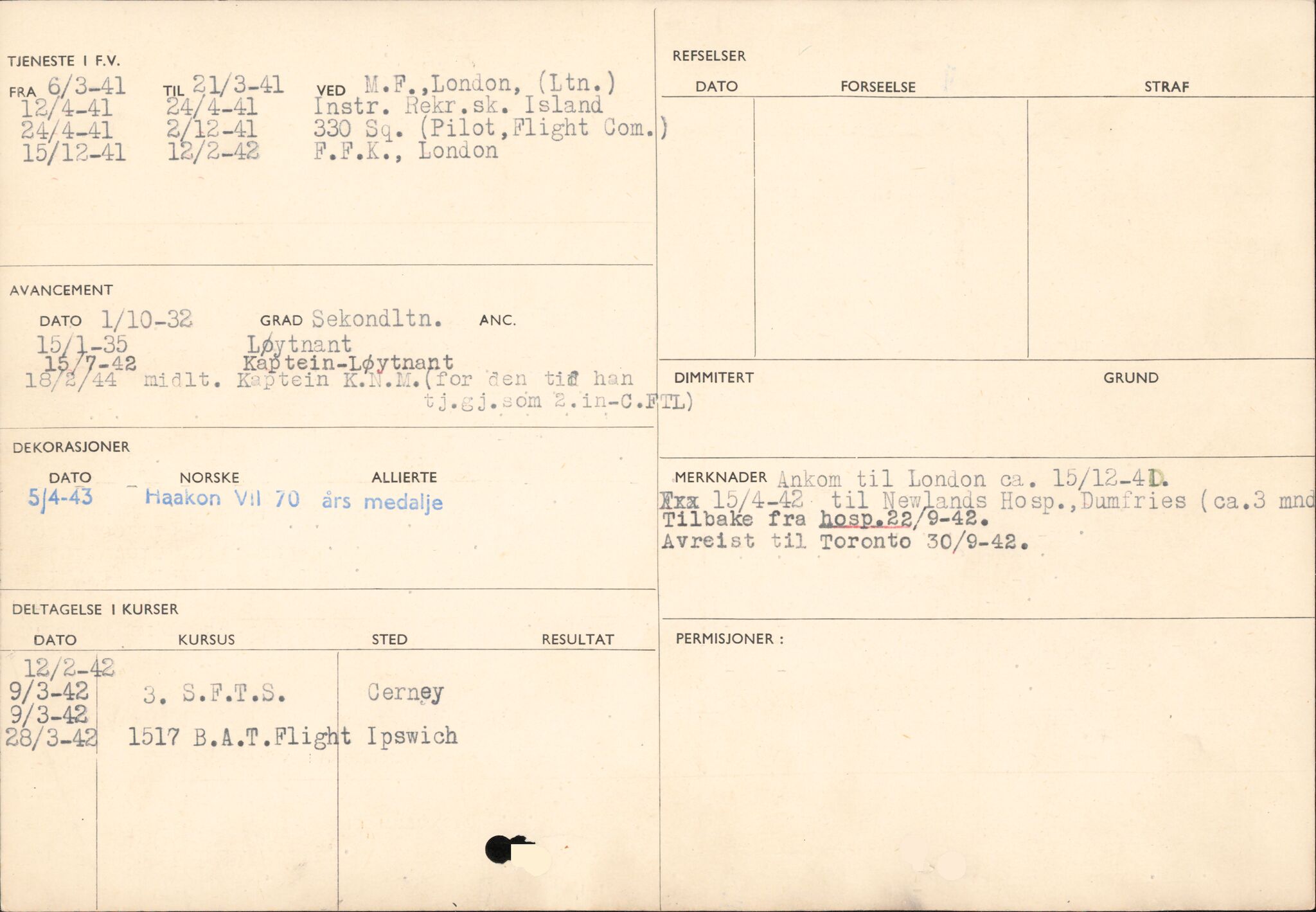 Forsvaret, Forsvarets overkommando/Luftforsvarsstaben, AV/RA-RAFA-4079/P/Pa/L0028: Personellpapirer, 1911, p. 260