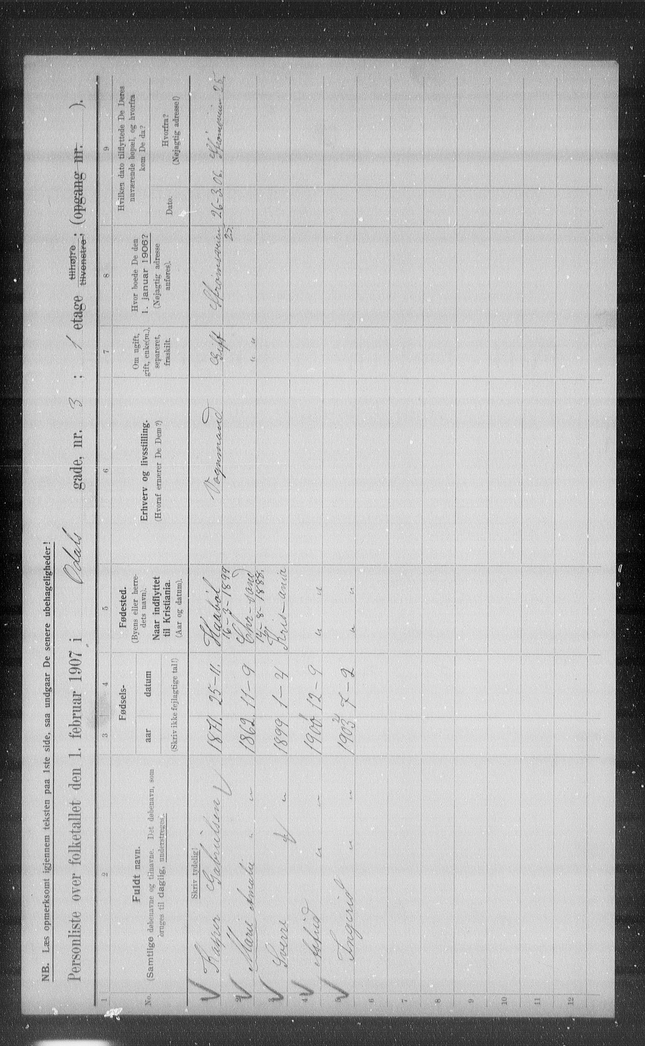 OBA, Municipal Census 1907 for Kristiania, 1907, p. 38150