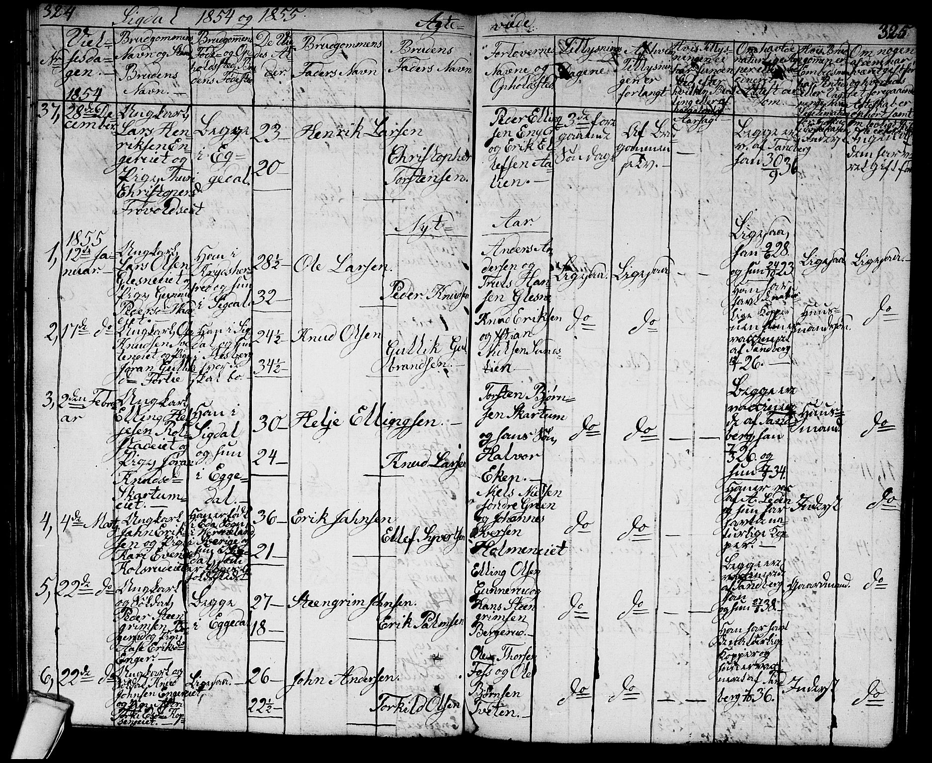 Sigdal kirkebøker, SAKO/A-245/G/Ga/L0002: Parish register (copy) no. I 2, 1835-1856, p. 324-325