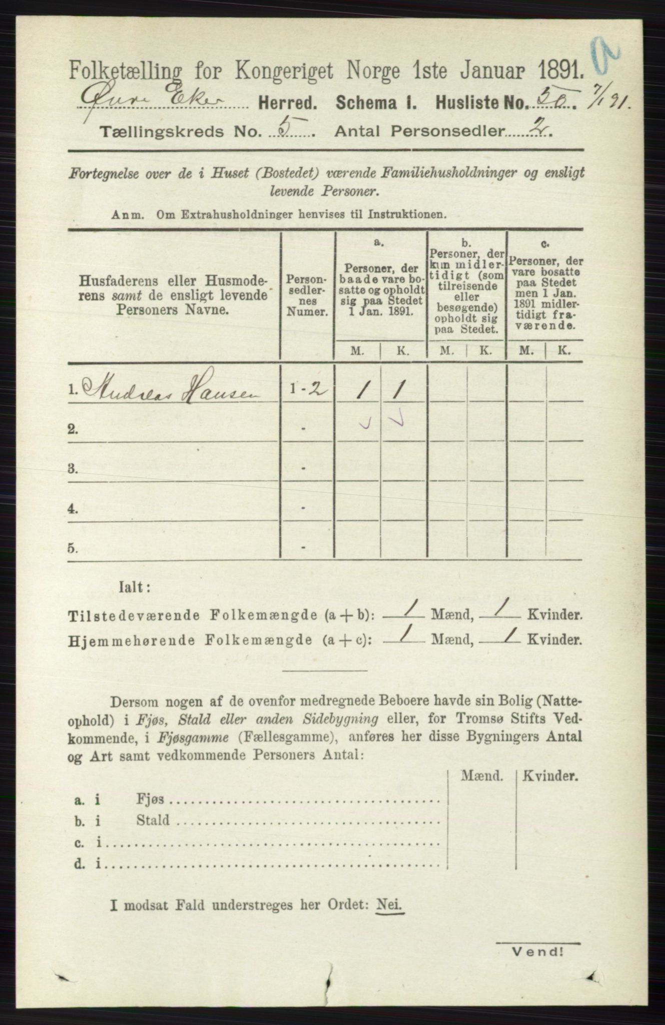 RA, 1891 census for 0624 Øvre Eiker, 1891, p. 1824