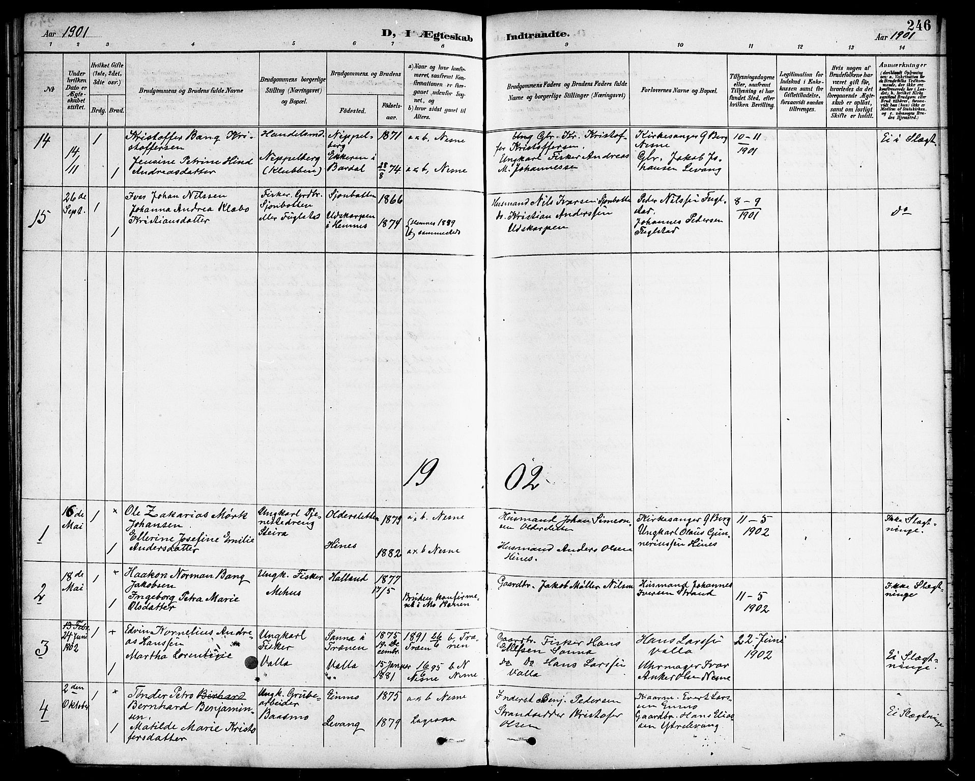 Ministerialprotokoller, klokkerbøker og fødselsregistre - Nordland, SAT/A-1459/838/L0559: Parish register (copy) no. 838C06, 1893-1910, p. 246