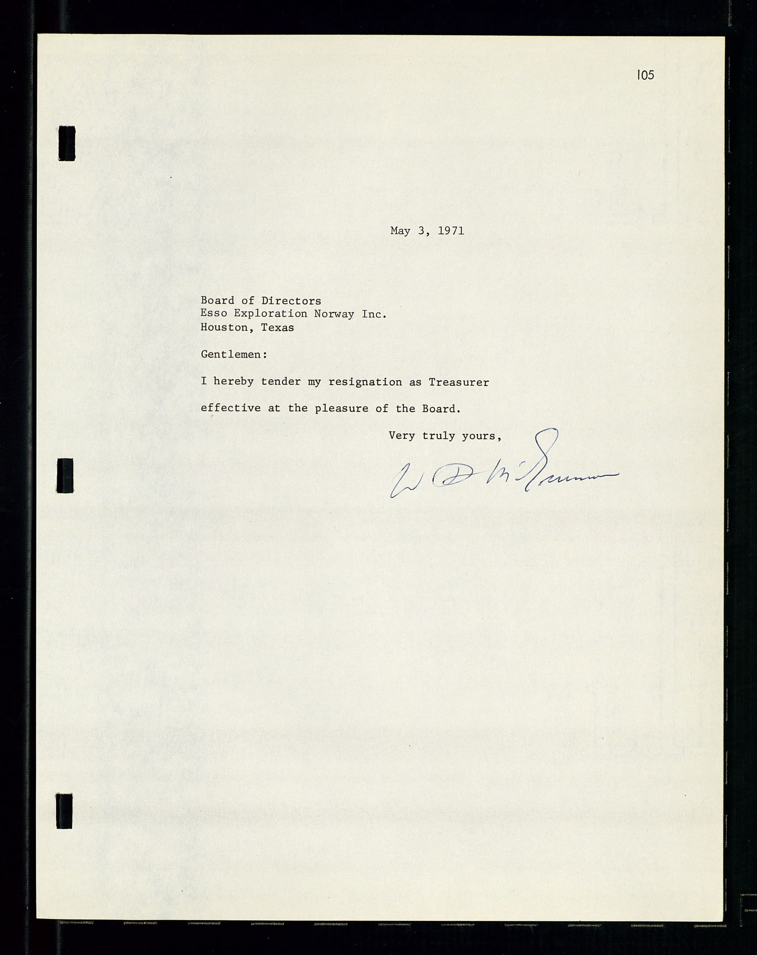 Pa 1512 - Esso Exploration and Production Norway Inc., AV/SAST-A-101917/A/Aa/L0001/0001: Styredokumenter / Corporate records, By-Laws, Board meeting minutes, Incorporations, 1965-1975, p. 105