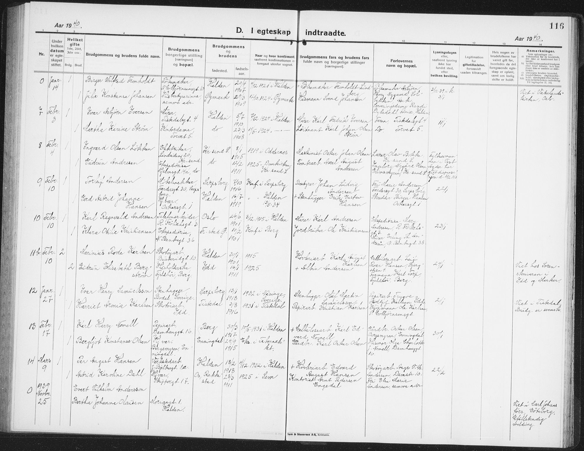 Halden prestekontor Kirkebøker, AV/SAO-A-10909/G/Ga/L0014: Parish register (copy) no. 14, 1925-1943, p. 116