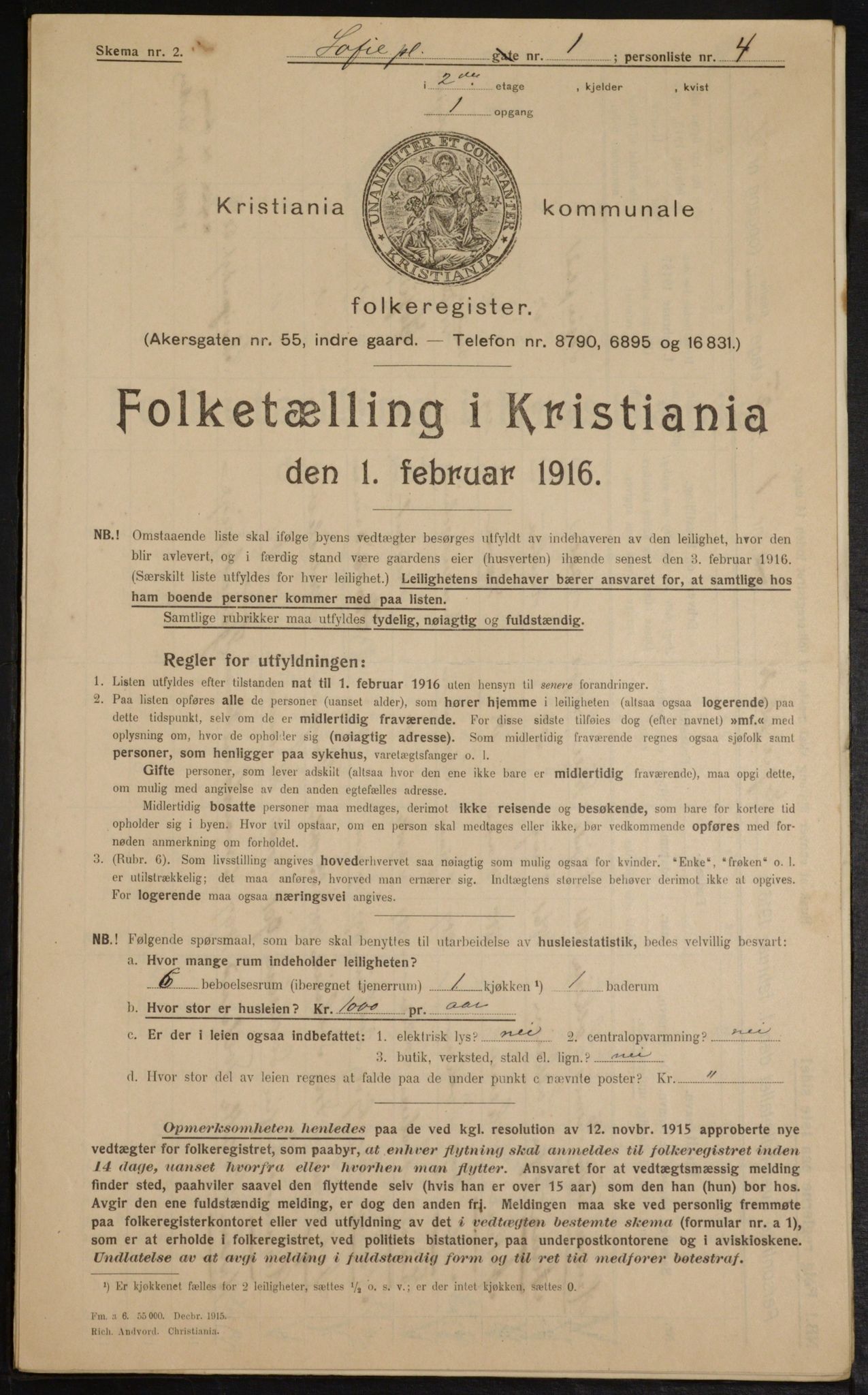 OBA, Municipal Census 1916 for Kristiania, 1916, p. 101834