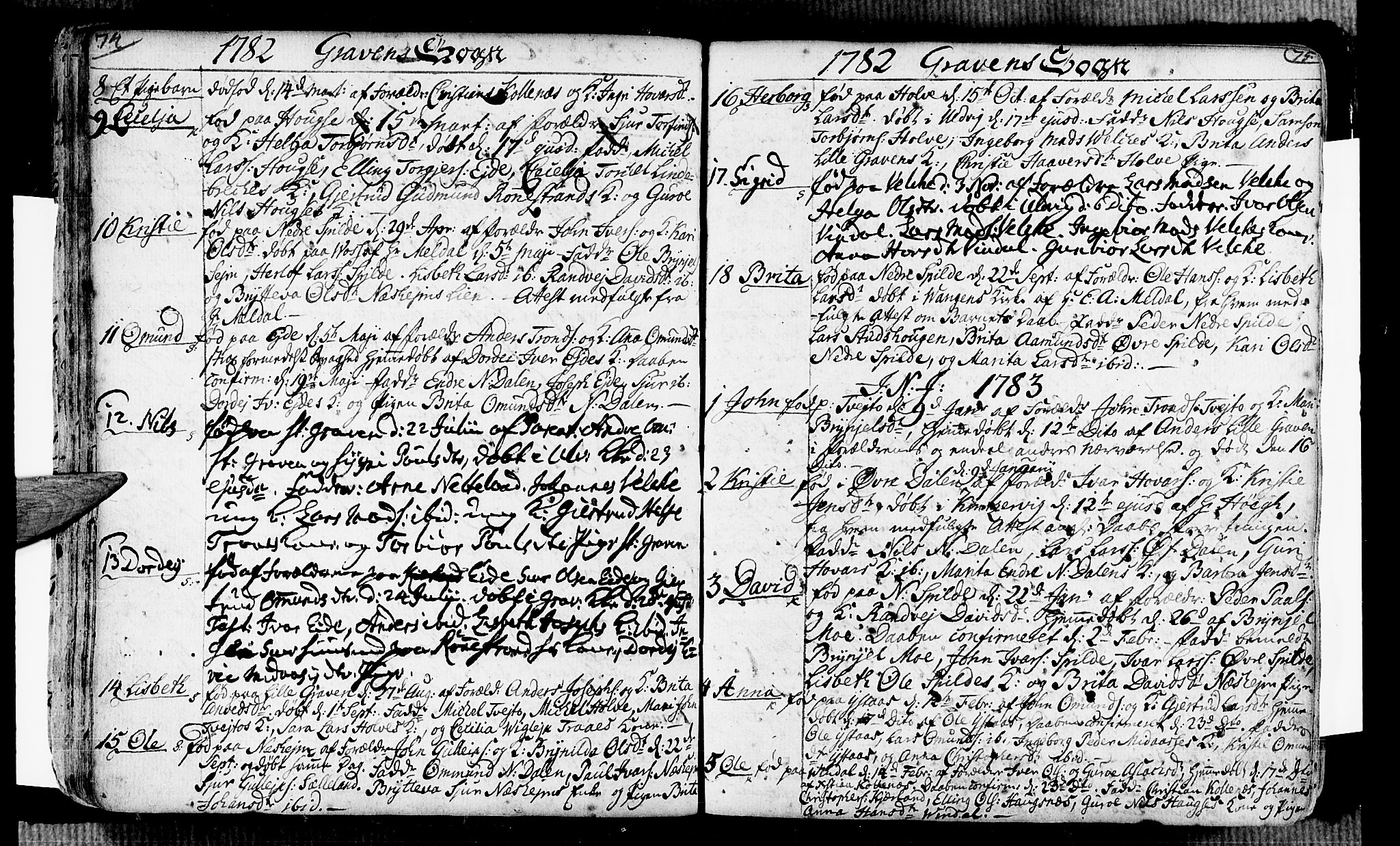Ulvik sokneprestembete, SAB/A-78801/H/Haa: Parish register (official) no. A 7, 1761-1792, p. 74-75