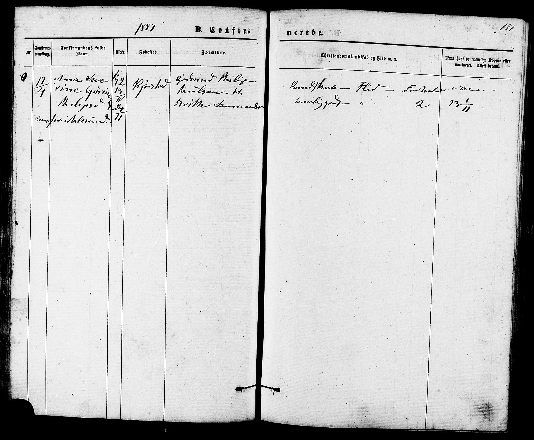 Ministerialprotokoller, klokkerbøker og fødselsregistre - Møre og Romsdal, AV/SAT-A-1454/536/L0500: Parish register (official) no. 536A09, 1876-1889, p. 181