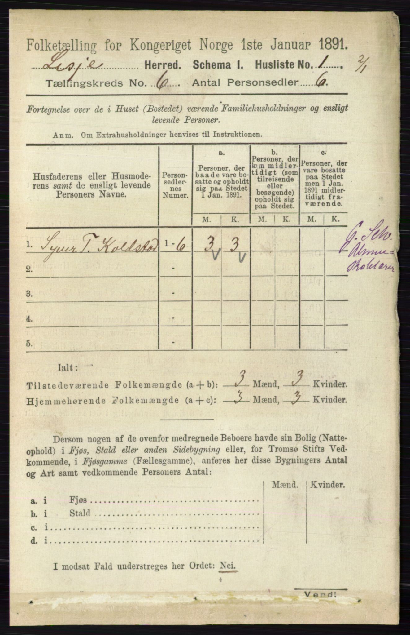 RA, 1891 census for 0512 Lesja, 1891, p. 2088