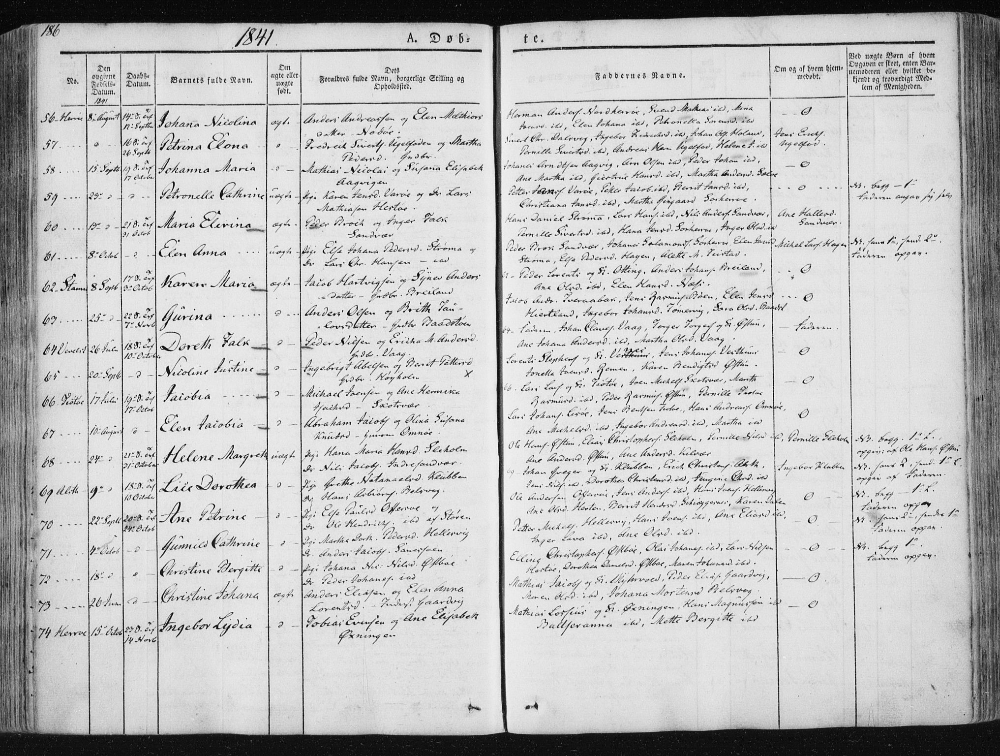 Ministerialprotokoller, klokkerbøker og fødselsregistre - Nordland, SAT/A-1459/830/L0446: Parish register (official) no. 830A10, 1831-1865, p. 186