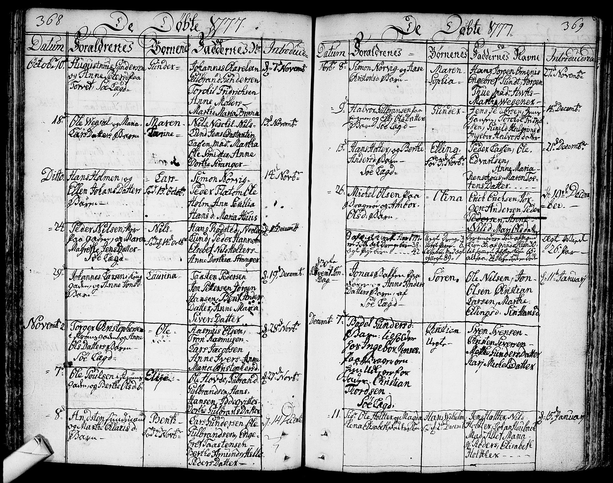 Bragernes kirkebøker, SAKO/A-6/F/Fa/L0005: Parish register (official) no. I 5, 1759-1781, p. 368-369