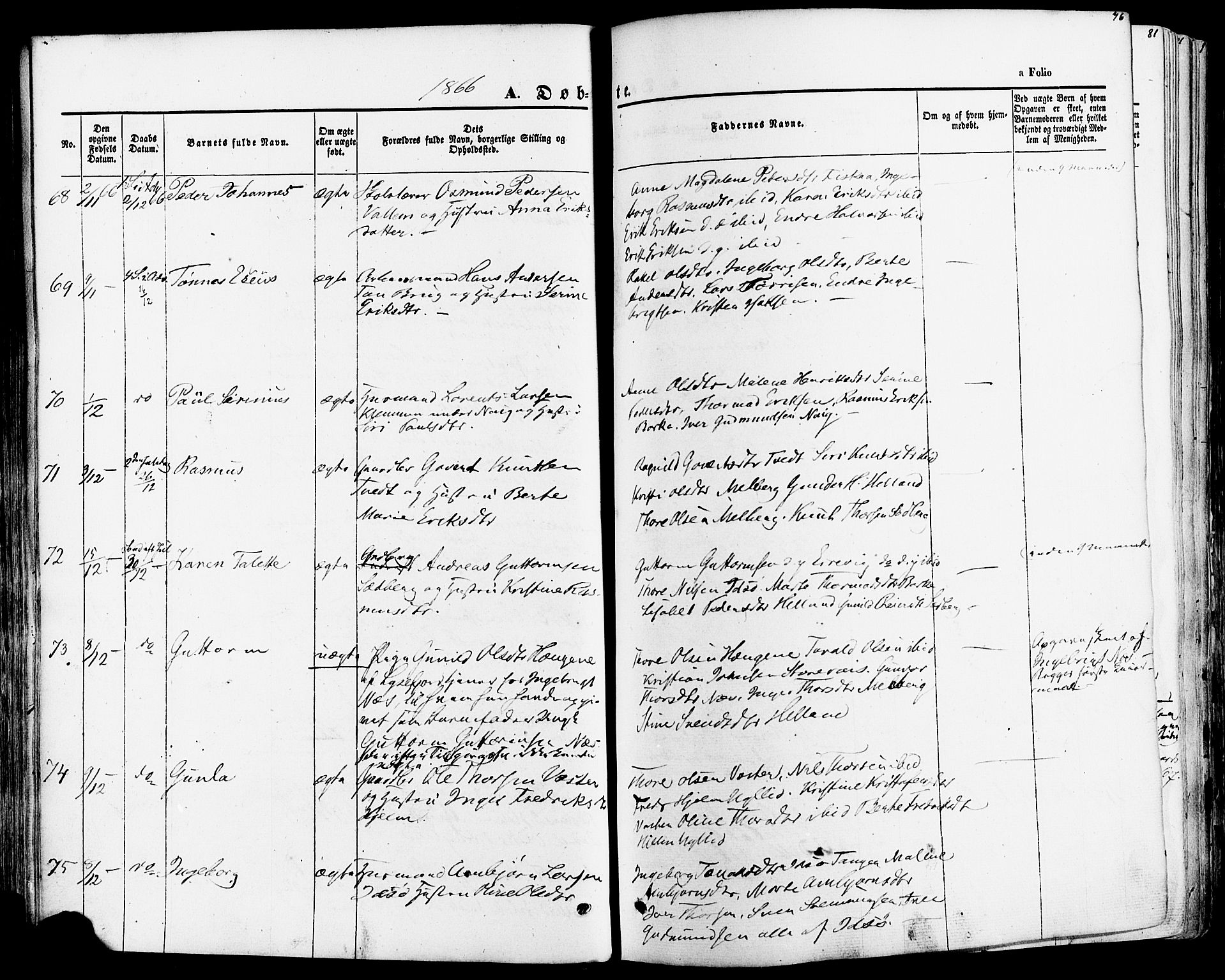 Strand sokneprestkontor, AV/SAST-A-101828/H/Ha/Haa/L0007: Parish register (official) no. A 7, 1855-1881, p. 76