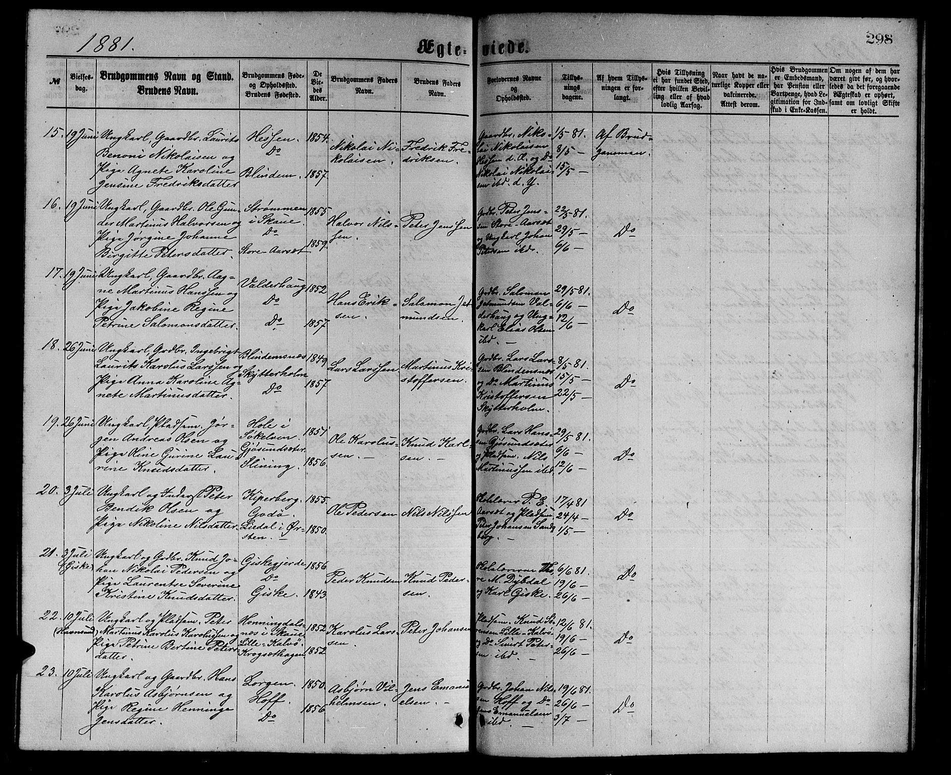 Ministerialprotokoller, klokkerbøker og fødselsregistre - Møre og Romsdal, AV/SAT-A-1454/528/L0429: Parish register (copy) no. 528C10, 1872-1886, p. 298