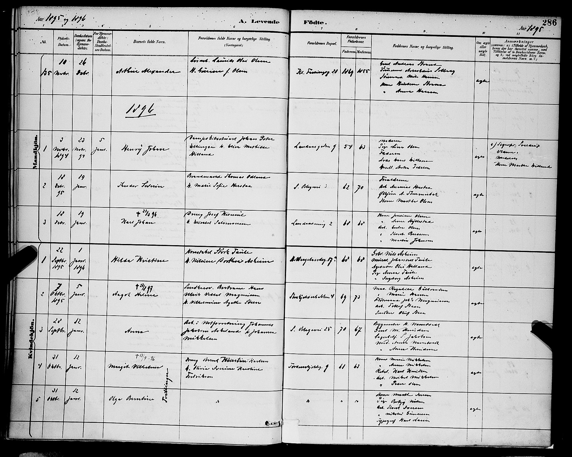 Korskirken sokneprestembete, SAB/A-76101/H/Hab: Parish register (copy) no. B 9, 1887-1896, p. 286