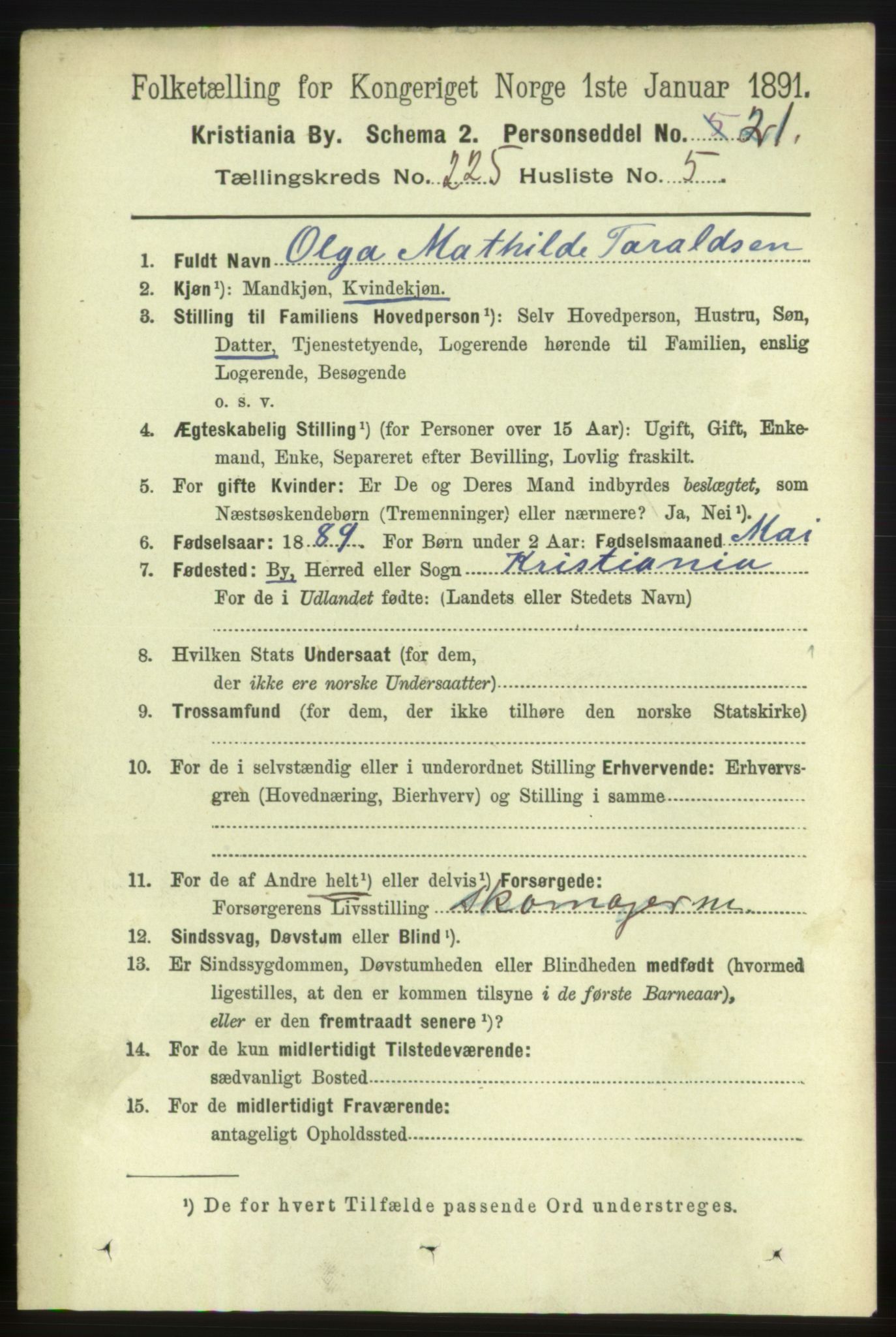 RA, 1891 census for 0301 Kristiania, 1891, p. 136492
