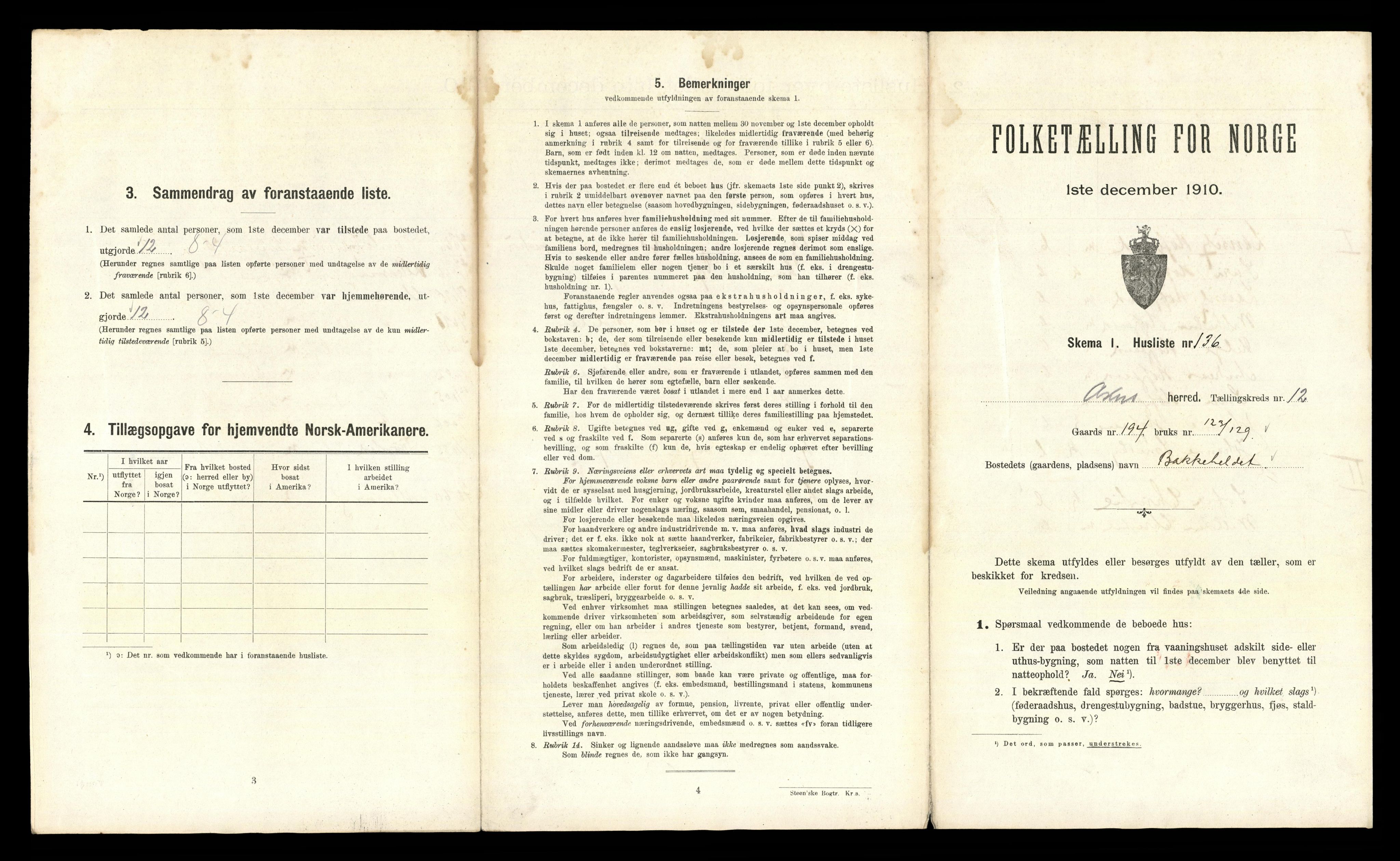 RA, 1910 census for Aker, 1910, p. 3913