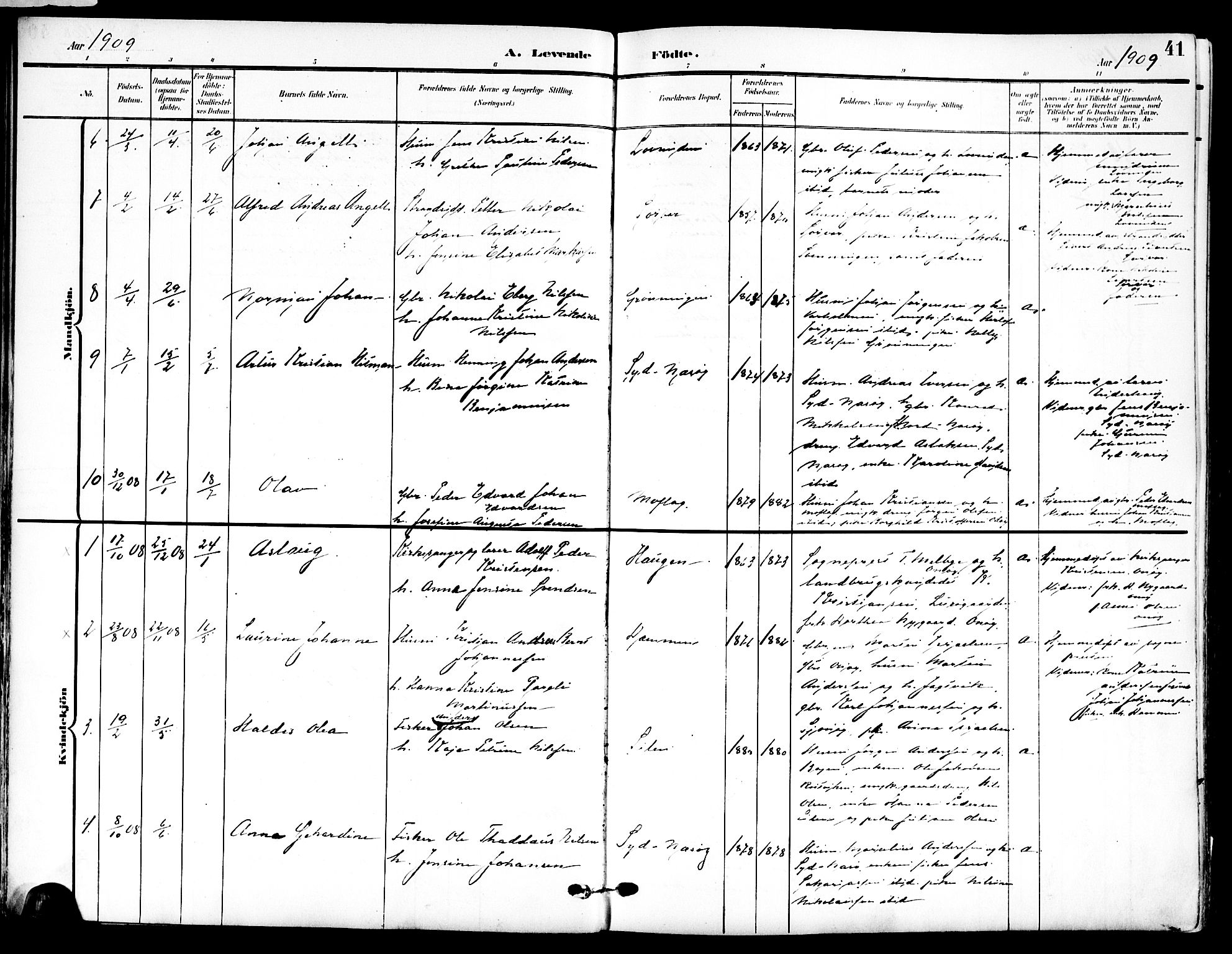 Ministerialprotokoller, klokkerbøker og fødselsregistre - Nordland, AV/SAT-A-1459/839/L0569: Parish register (official) no. 839A06, 1903-1922, p. 41