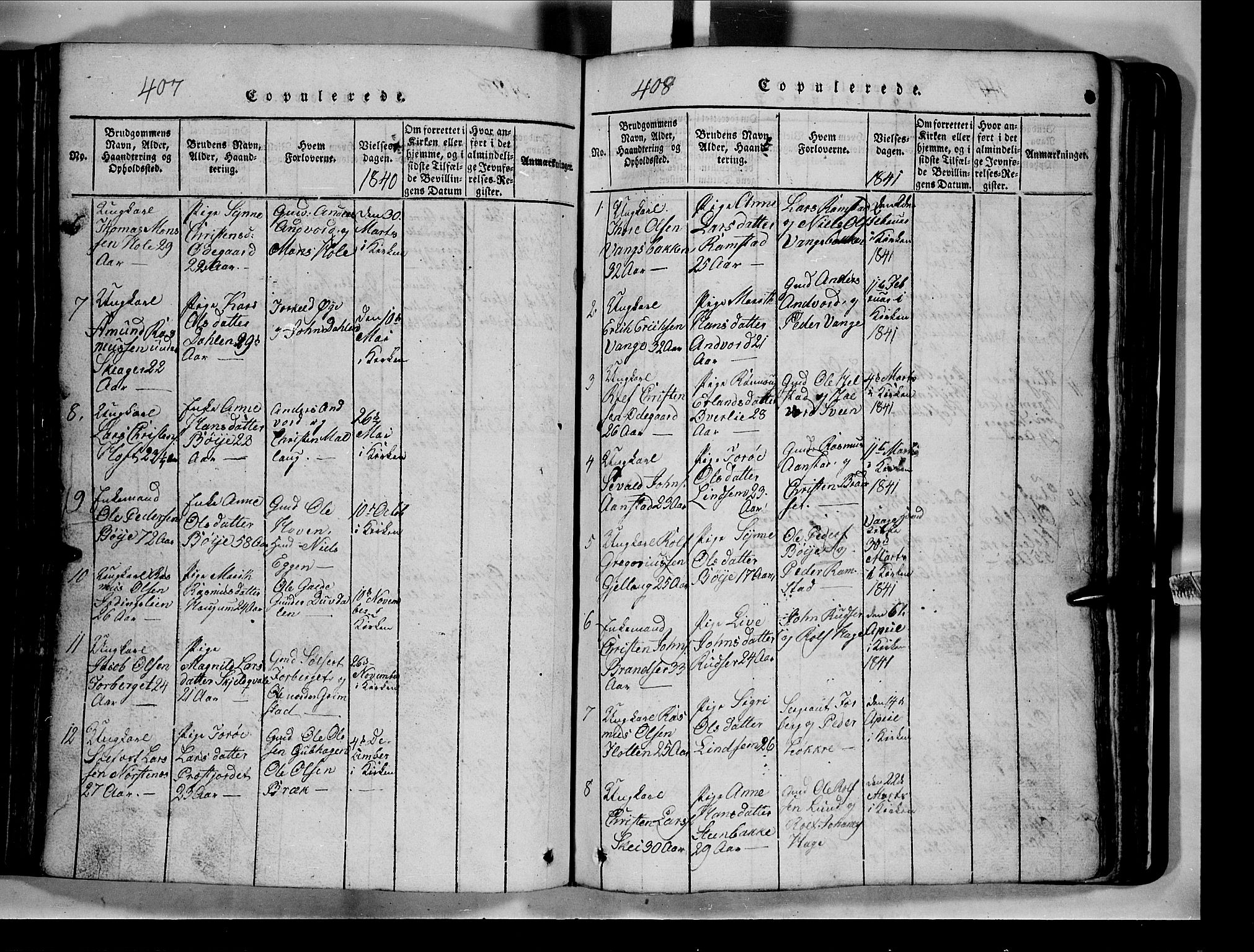 Lom prestekontor, SAH/PREST-070/L/L0003: Parish register (copy) no. 3, 1815-1844, p. 407-408