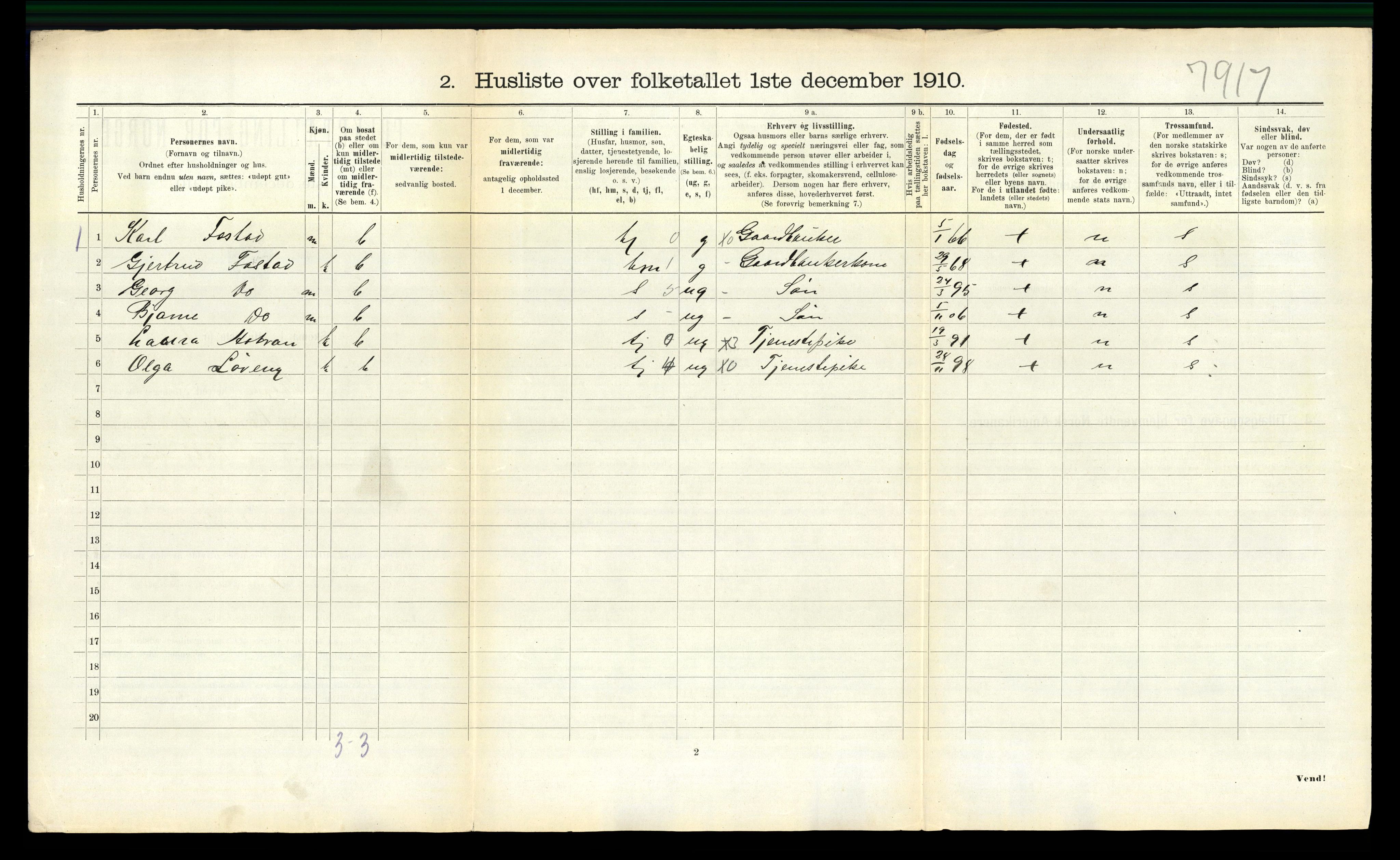 RA, 1910 census for Skogn, 1910, p. 535