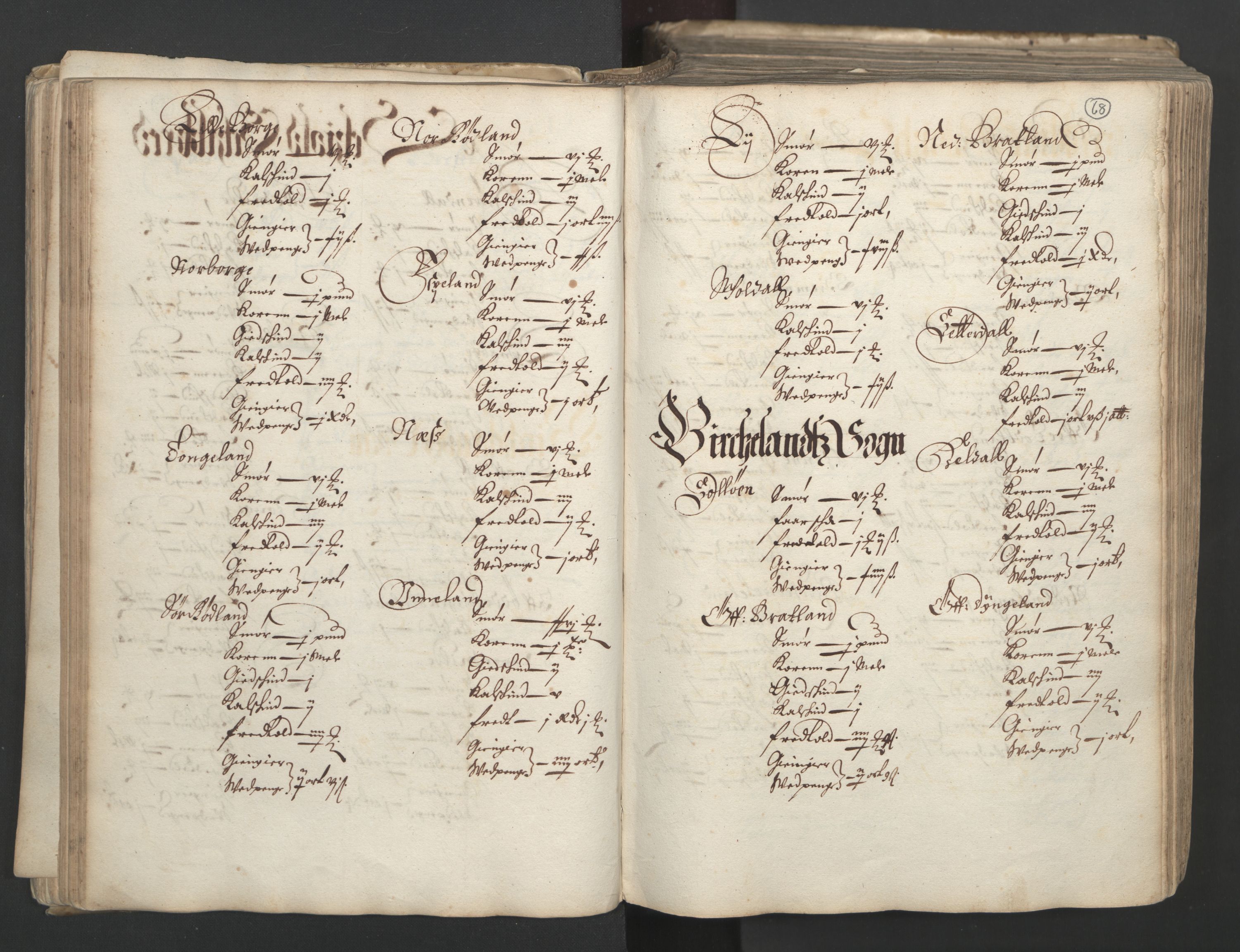 Rentekammeret inntil 1814, Realistisk ordnet avdeling, AV/RA-EA-4070/L/L0025/0001: Bergen lagdømme: / [B]: Kronens jordebok. Nordhordland, Sunnhordland, Ytre Sogn, Indre Sogn, Sunnfjord, Nordfjord, Sunnmøre, Hardanger med Halsnøy kloster, Lyse kloster, Apostelgodset, Munkeliv og St. Hans kloster, Alle helgen gods, Lagstolen gods, Ove Jenssøns gods på Voss, 1661, p. 67b-68a