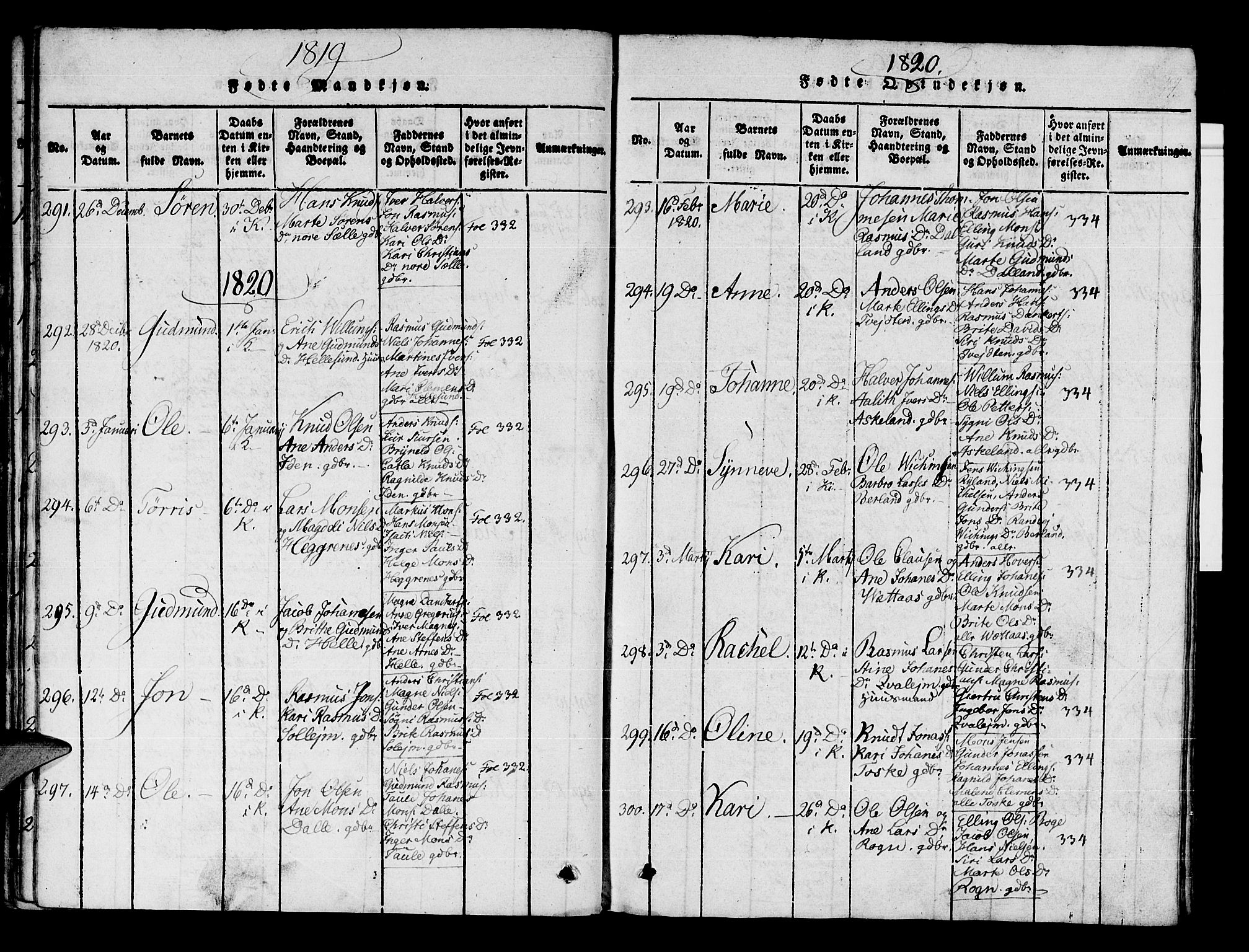 Manger sokneprestembete, SAB/A-76801/H/Haa: Parish register (official) no. A 3, 1816-1824, p. 44