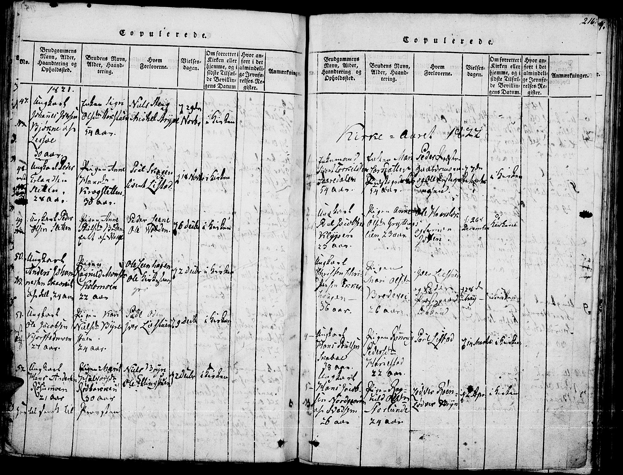 Fron prestekontor, SAH/PREST-078/H/Ha/Haa/L0002: Parish register (official) no. 2, 1816-1827, p. 216