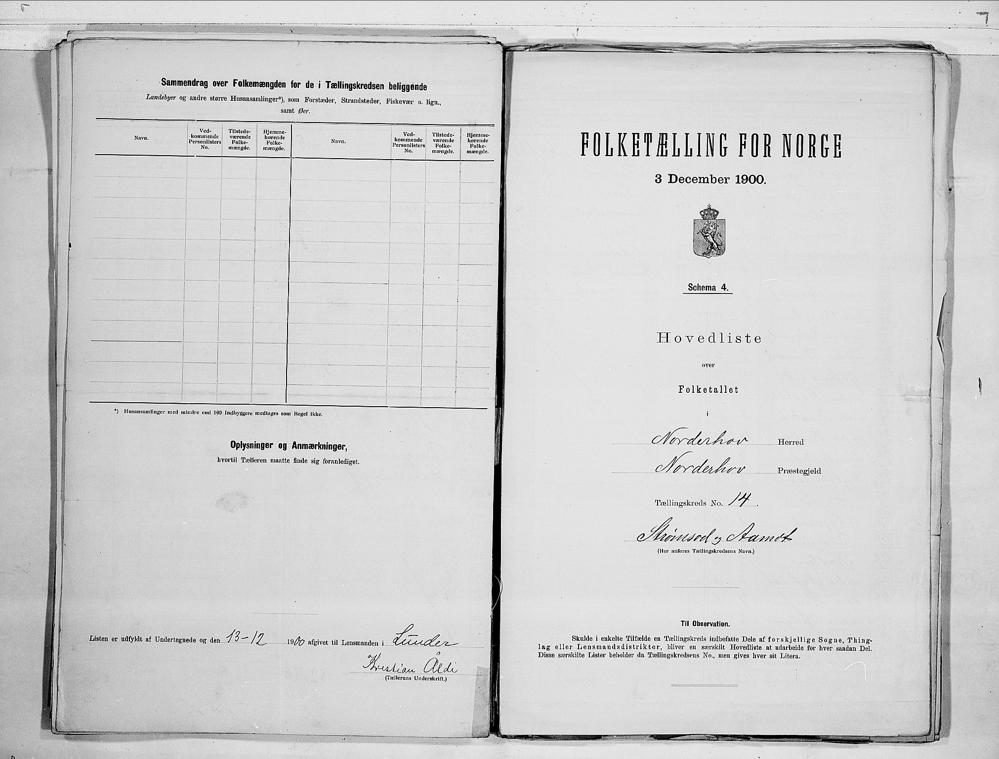RA, 1900 census for Norderhov, 1900, p. 40