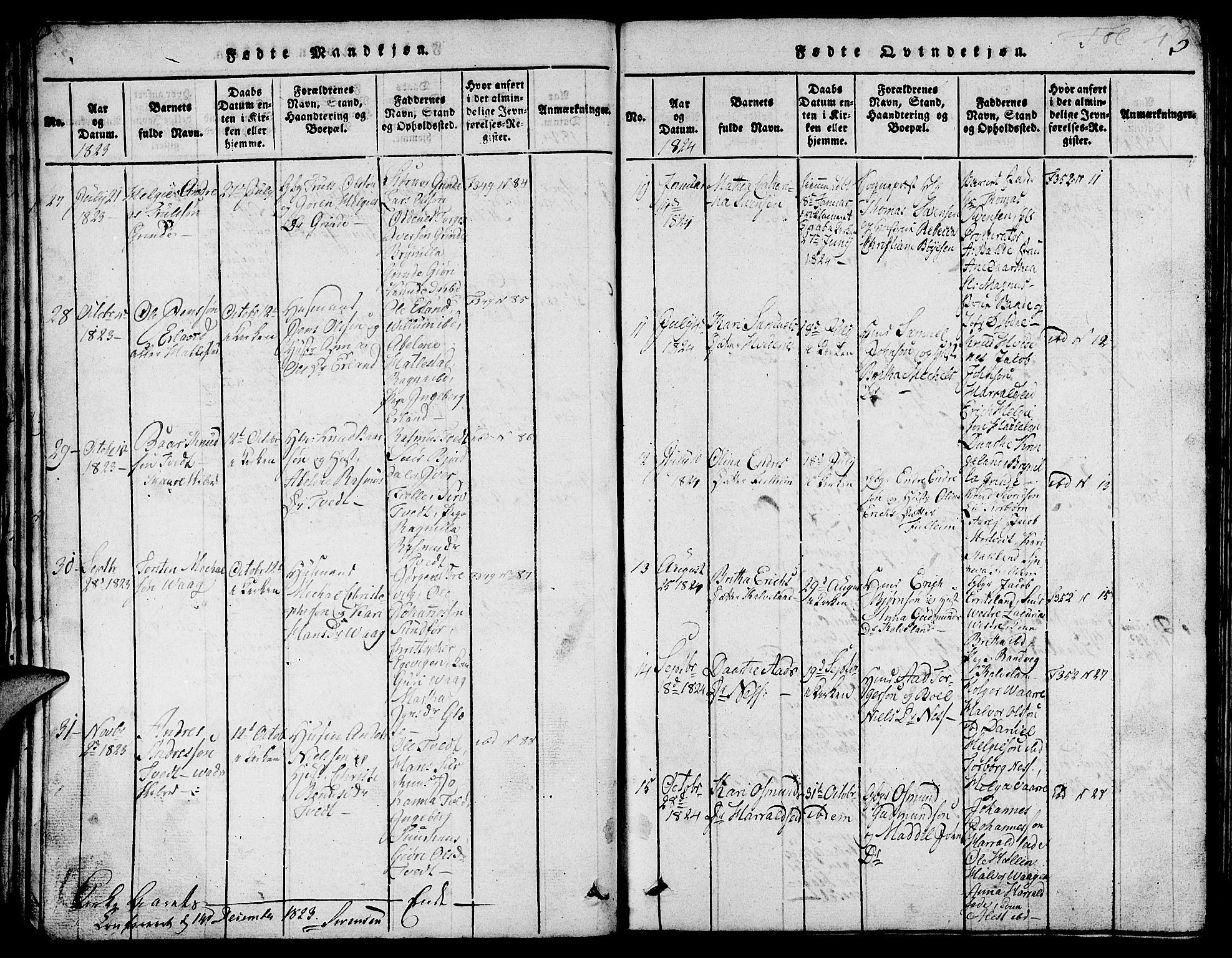 Skjold sokneprestkontor, AV/SAST-A-101847/H/Ha/Hab/L0001: Parish register (copy) no. B 1, 1815-1835, p. 43