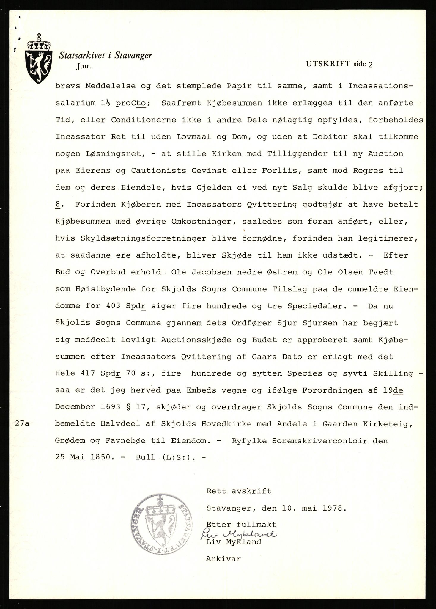 Statsarkivet i Stavanger, AV/SAST-A-101971/03/Y/Yj/L0047: Avskrifter sortert etter gårdsnavn: Kirketeigen - Klovning, 1750-1930, p. 14