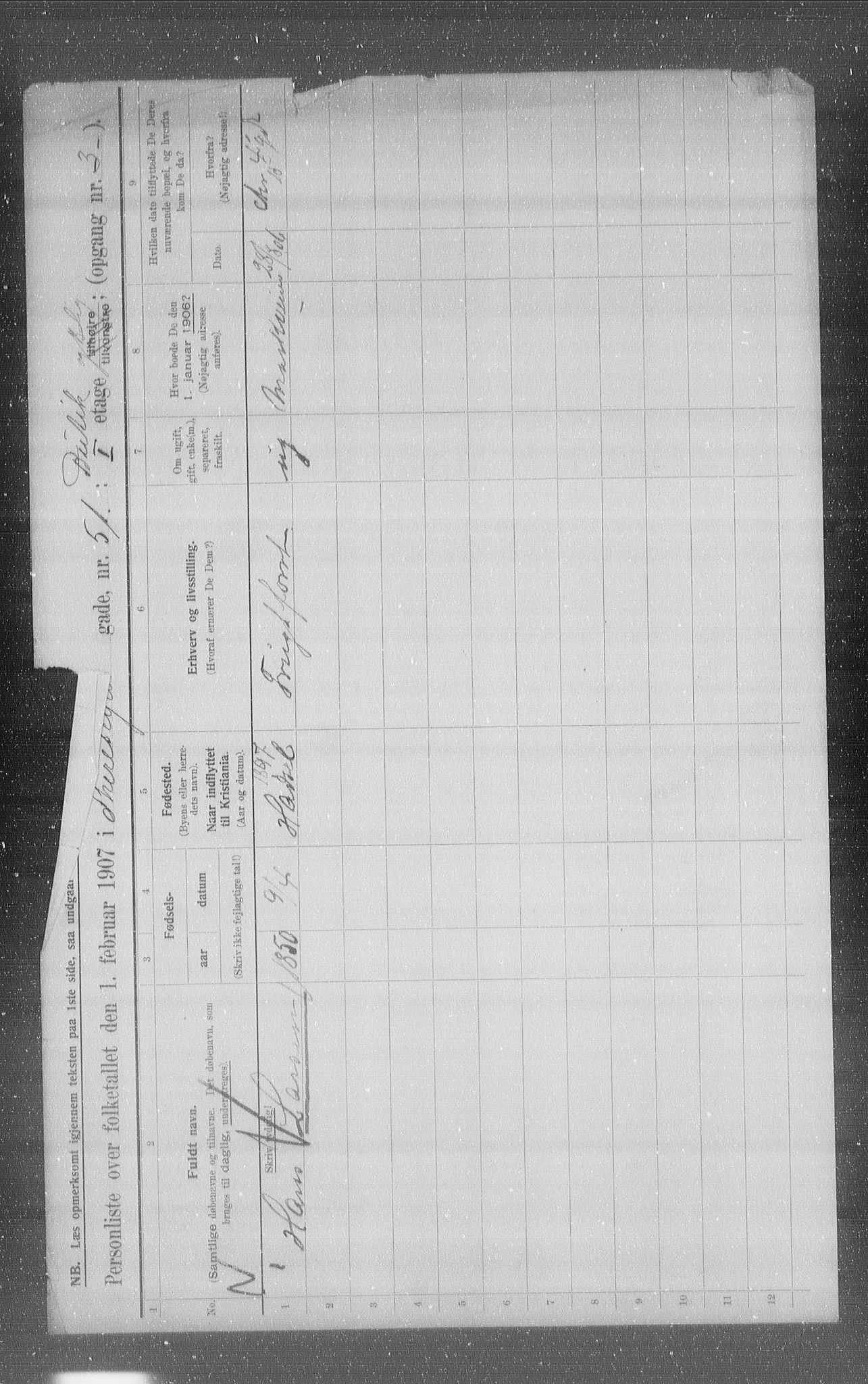 OBA, Municipal Census 1907 for Kristiania, 1907, p. 55360