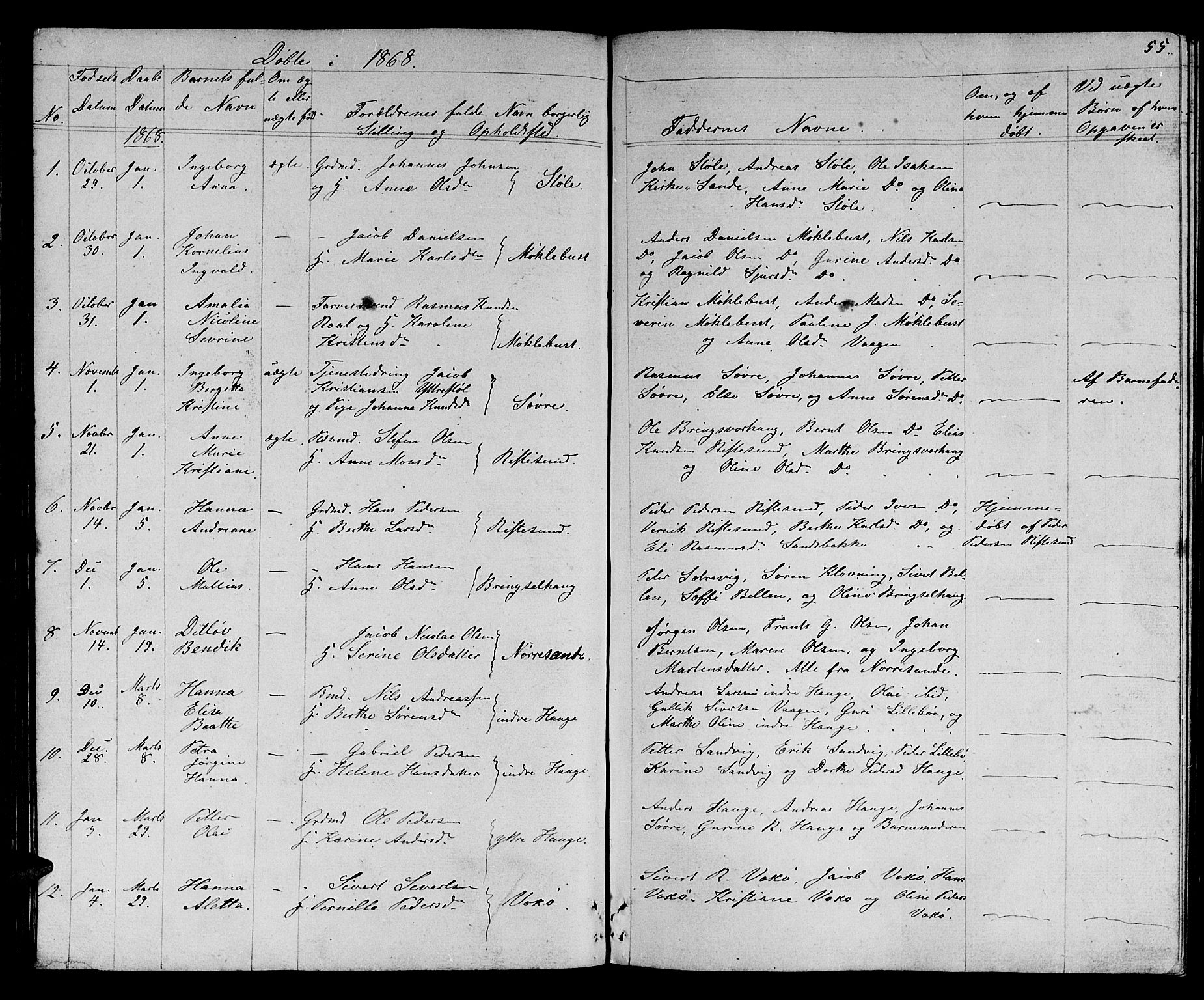 Ministerialprotokoller, klokkerbøker og fødselsregistre - Møre og Romsdal, AV/SAT-A-1454/503/L0047: Parish register (copy) no. 503C02, 1854-1884, p. 55