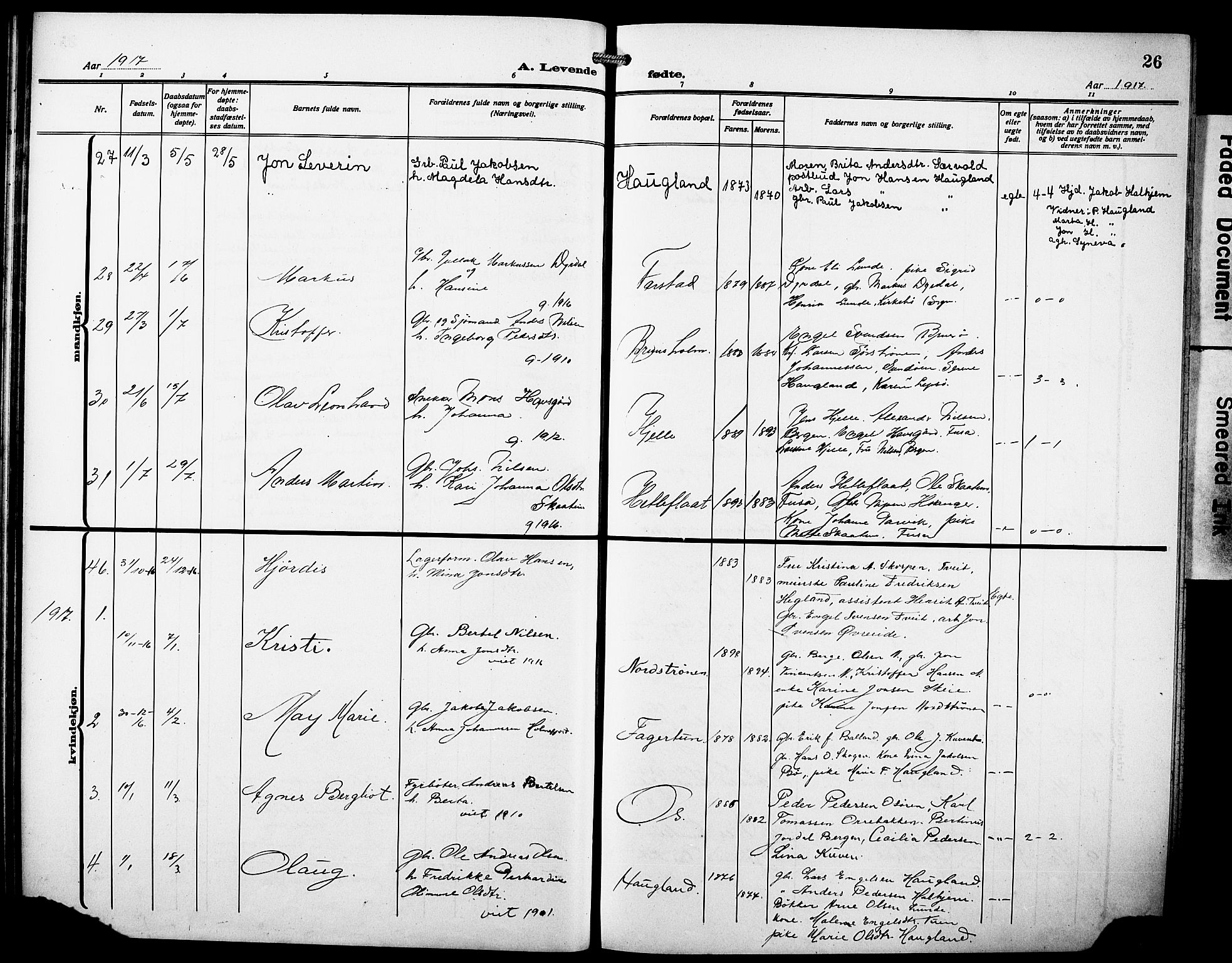 Os sokneprestembete, AV/SAB-A-99929: Parish register (copy) no. A 4, 1914-1923, p. 26