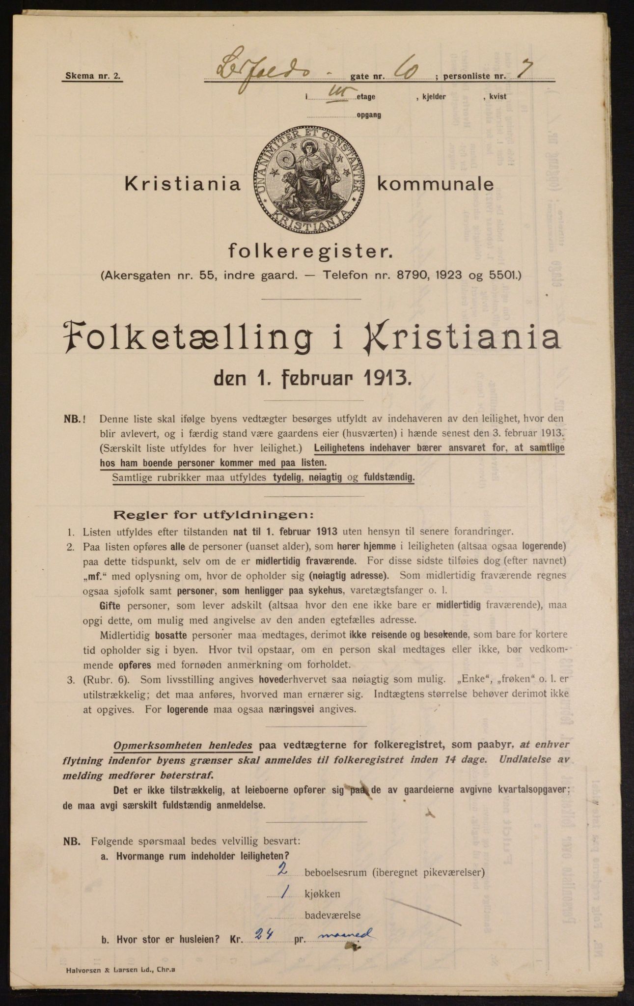 OBA, Municipal Census 1913 for Kristiania, 1913, p. 57011