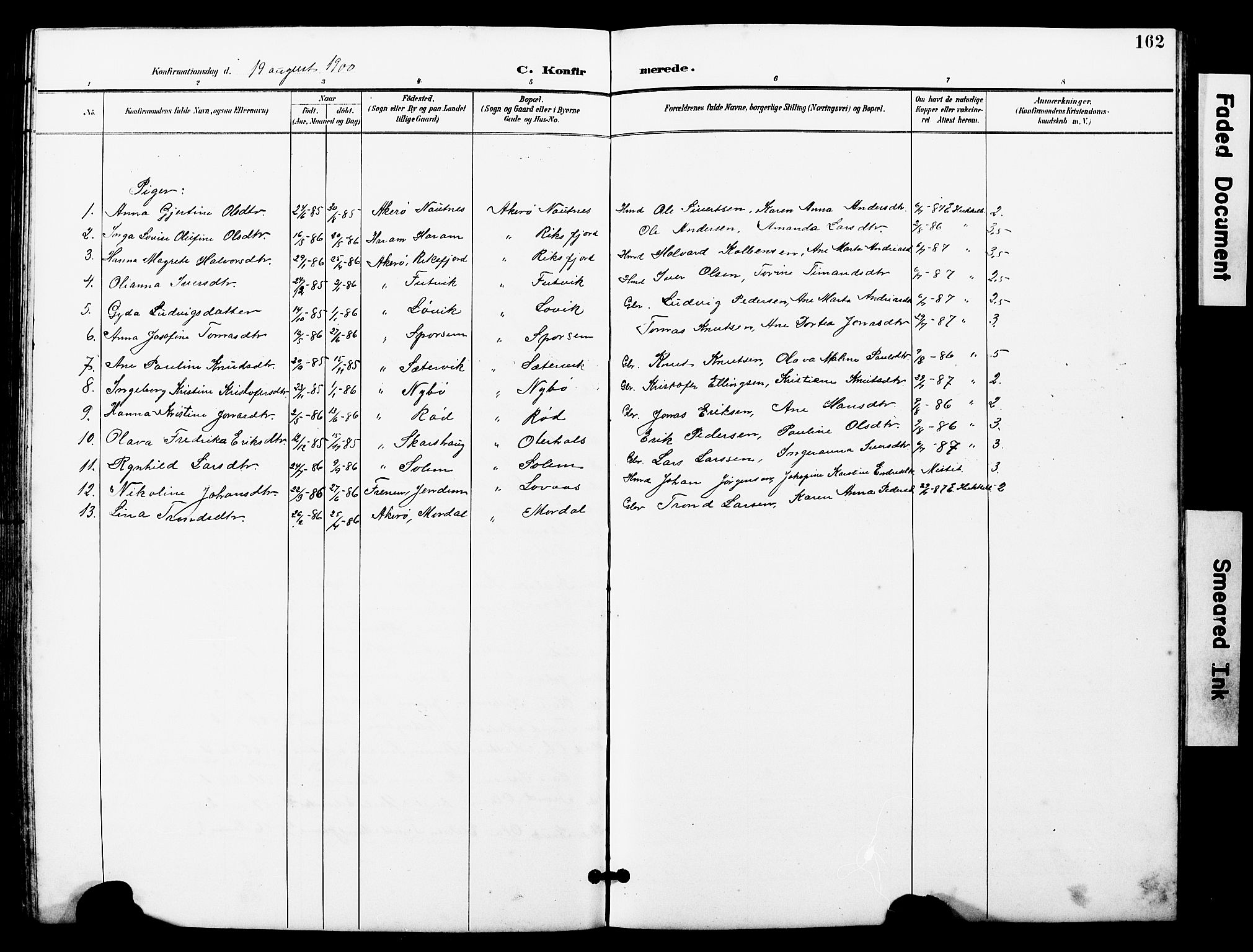 Ministerialprotokoller, klokkerbøker og fødselsregistre - Møre og Romsdal, SAT/A-1454/560/L0725: Parish register (copy) no. 560C02, 1895-1930, p. 162