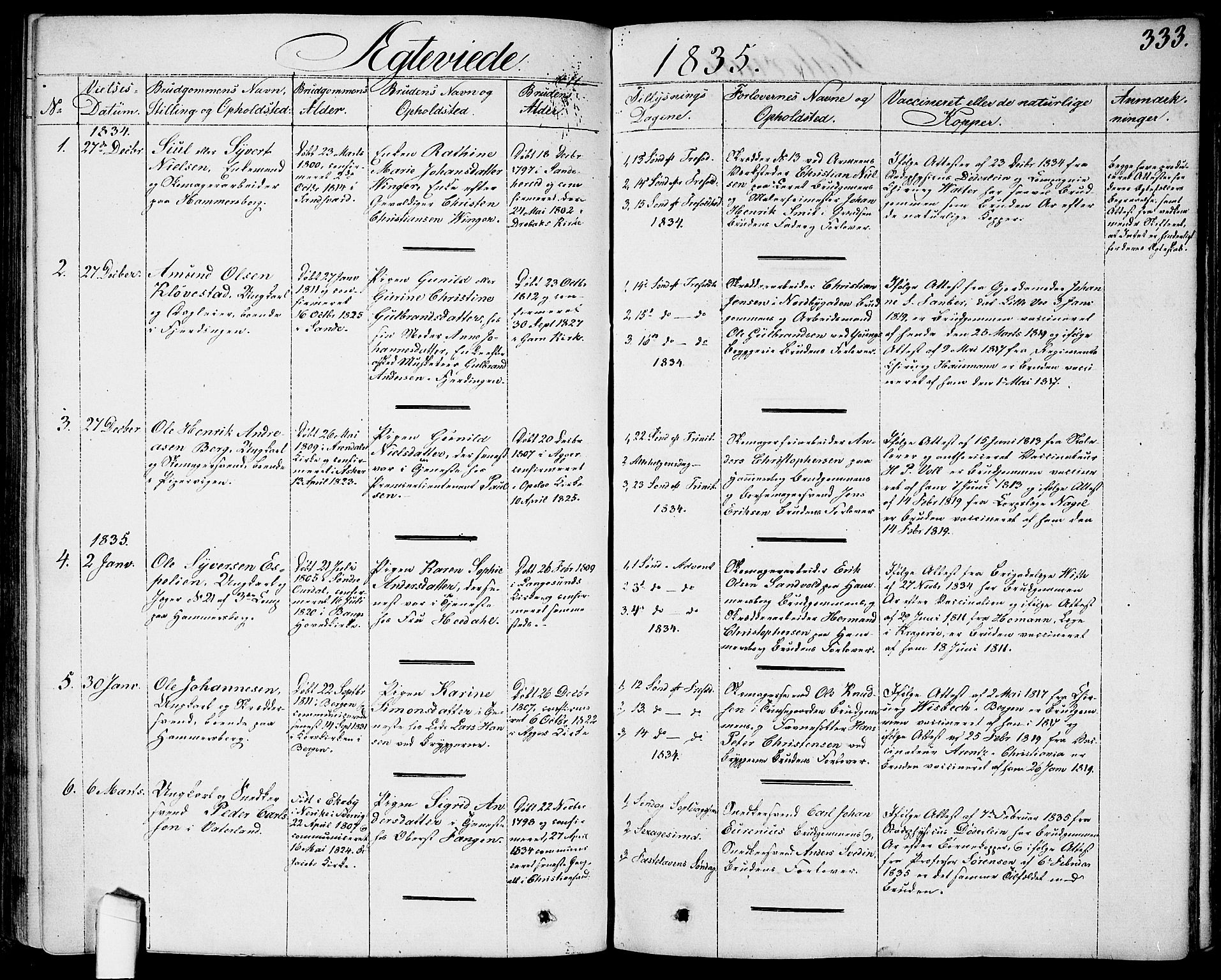 Garnisonsmenigheten Kirkebøker, SAO/A-10846/G/Ga/L0004: Parish register (copy) no. 4, 1828-1840, p. 333