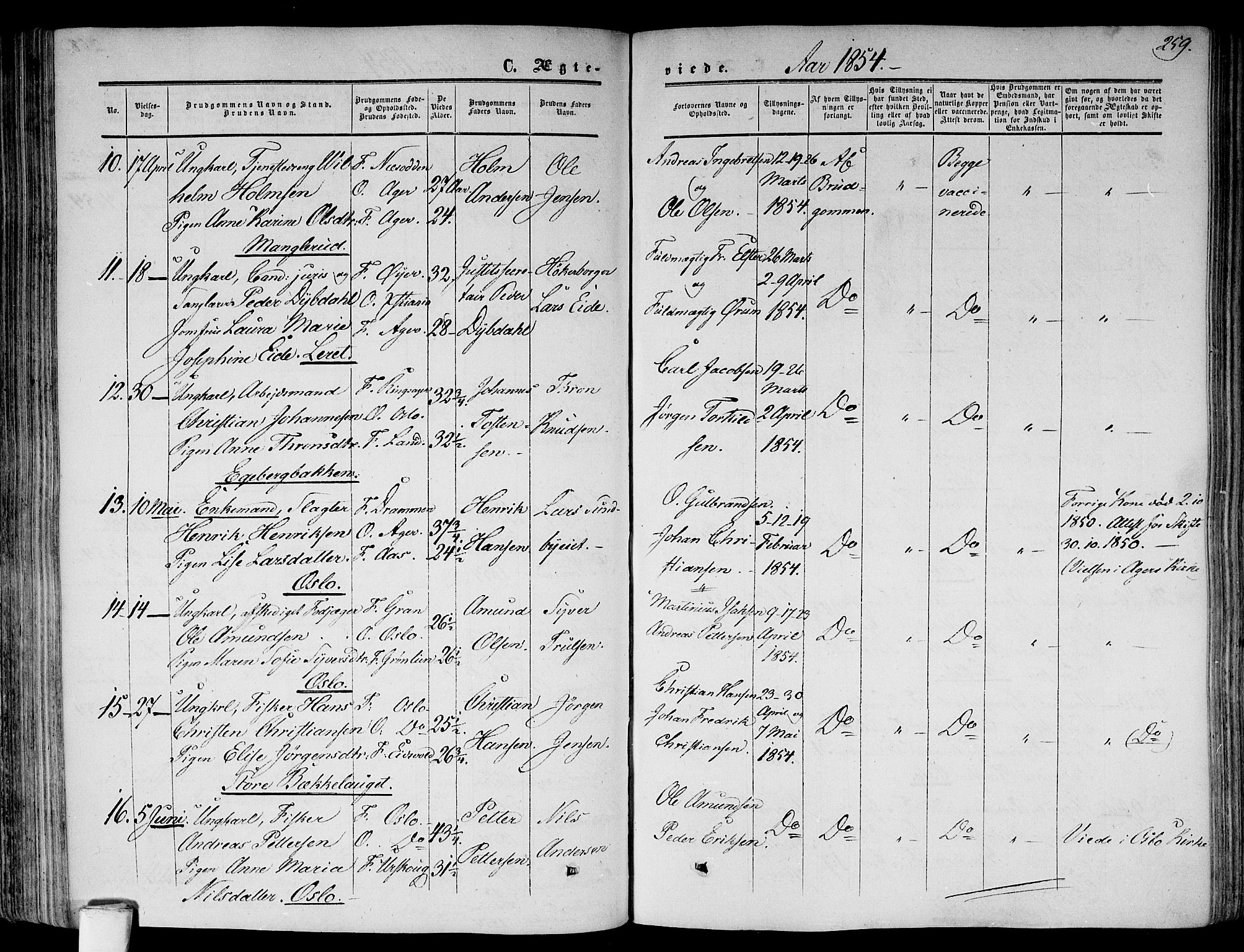 Gamlebyen prestekontor Kirkebøker, AV/SAO-A-10884/F/Fa/L0004: Parish register (official) no. 4, 1850-1857, p. 259