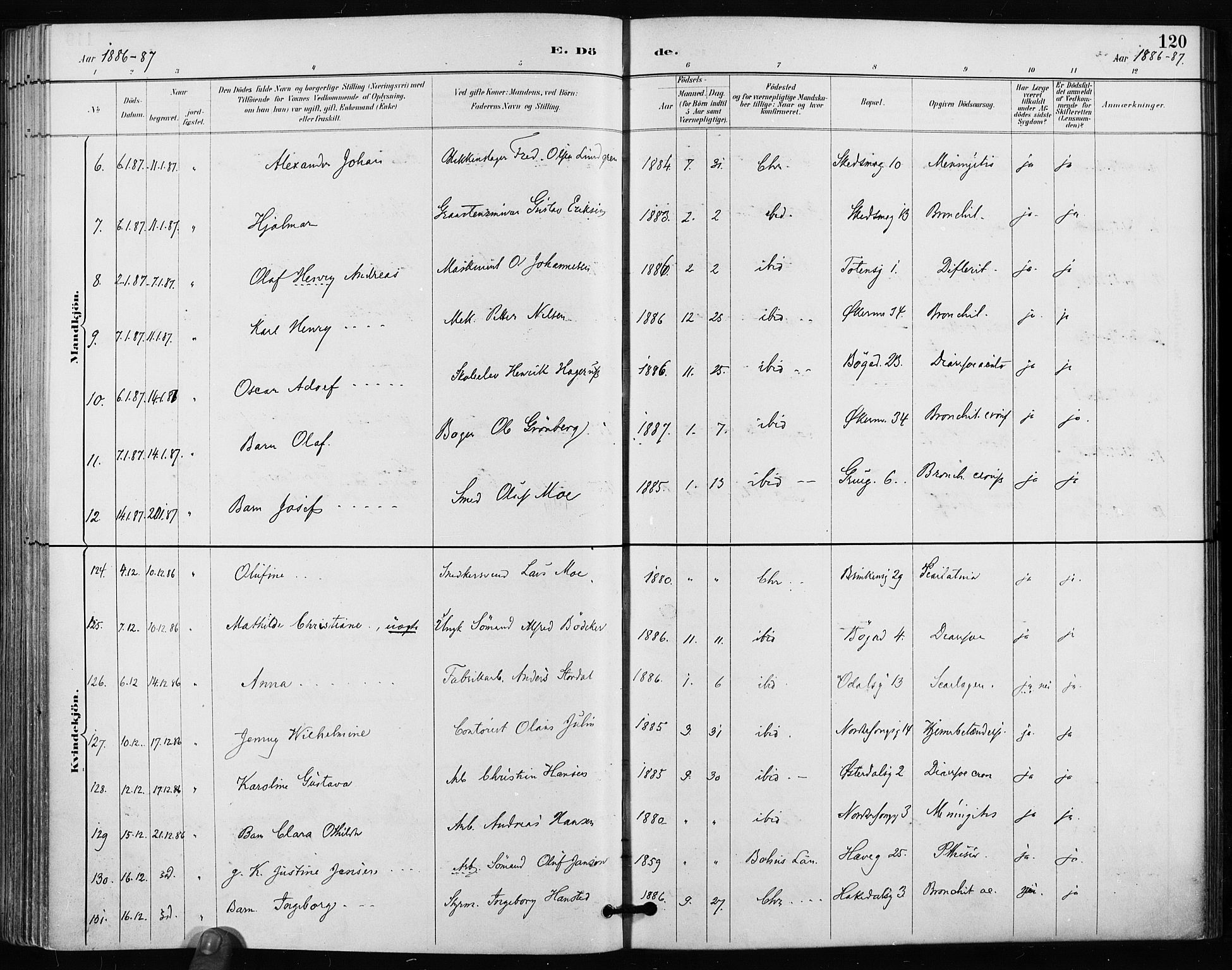 Kampen prestekontor Kirkebøker, AV/SAO-A-10853/F/Fa/L0004: Parish register (official) no. I 4, 1885-1892, p. 120