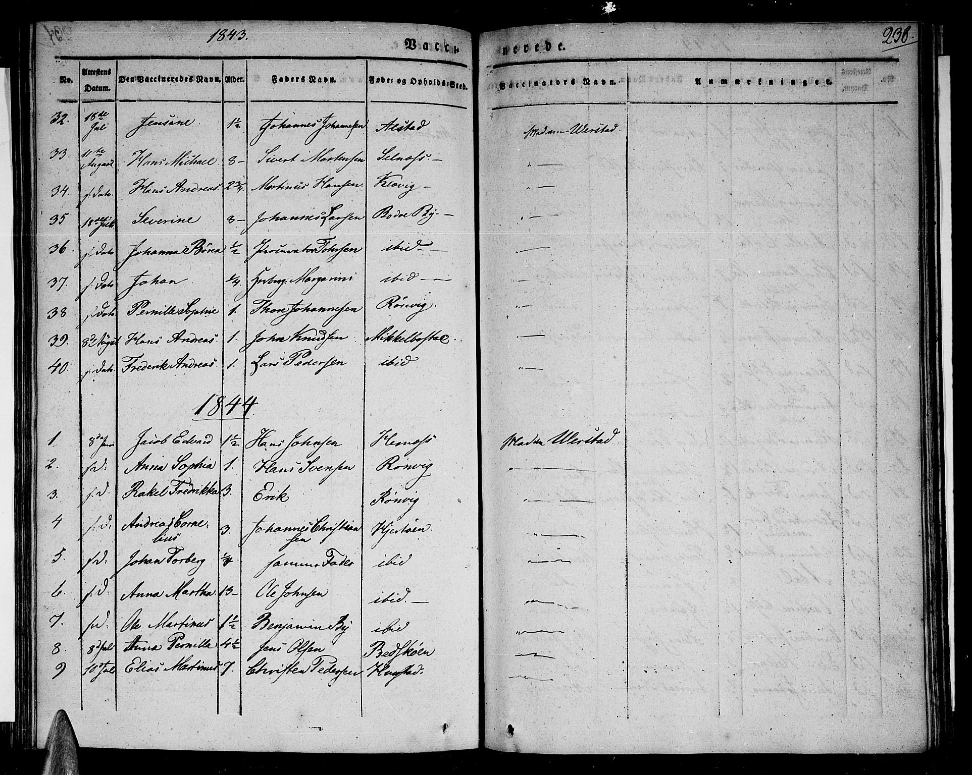 Ministerialprotokoller, klokkerbøker og fødselsregistre - Nordland, AV/SAT-A-1459/801/L0006: Parish register (official) no. 801A06, 1834-1845, p. 238