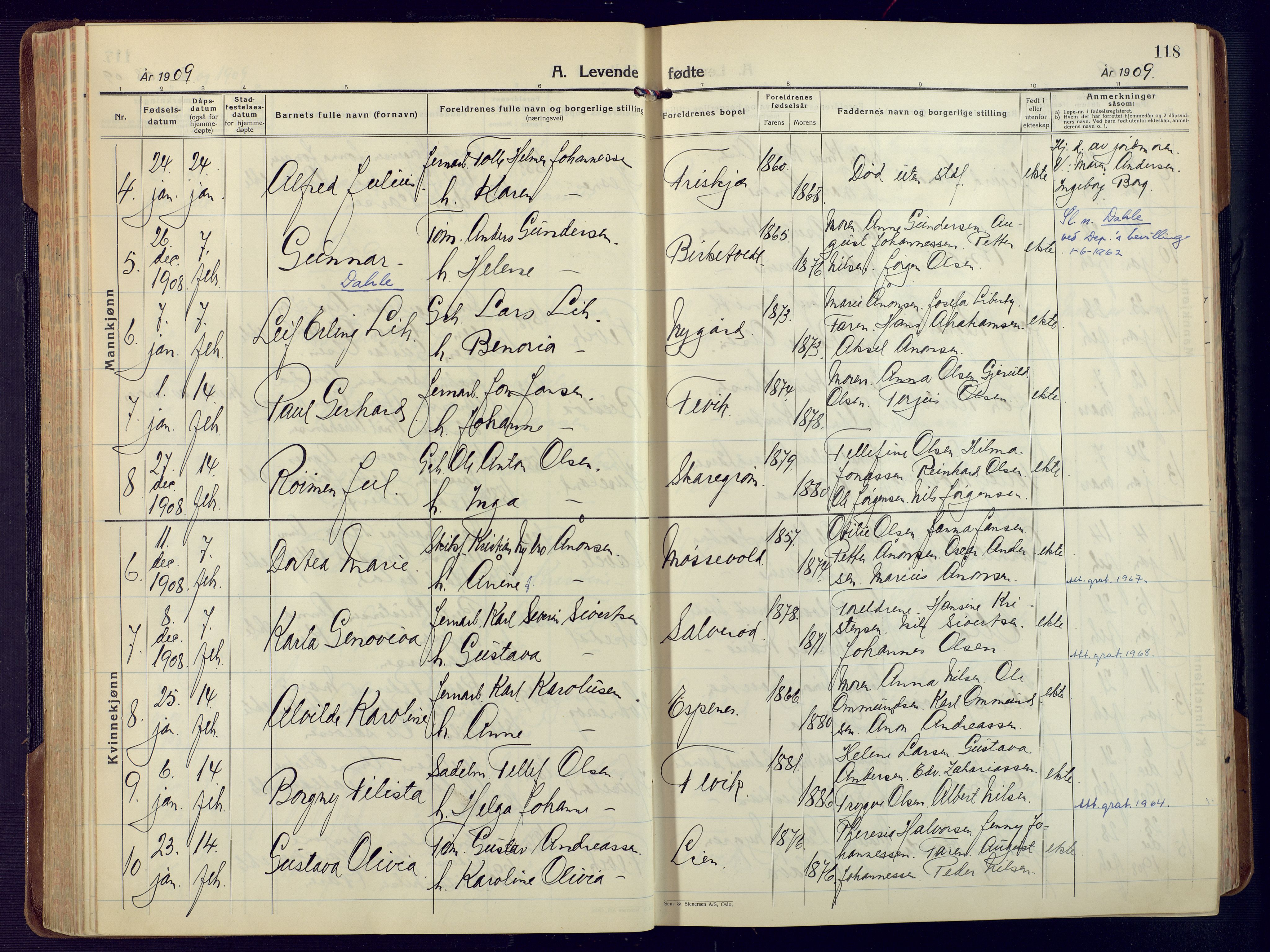 Fjære sokneprestkontor, SAK/1111-0011/F/Fa/L0004: Parish register (official) no. A 4, 1902-1925, p. 118