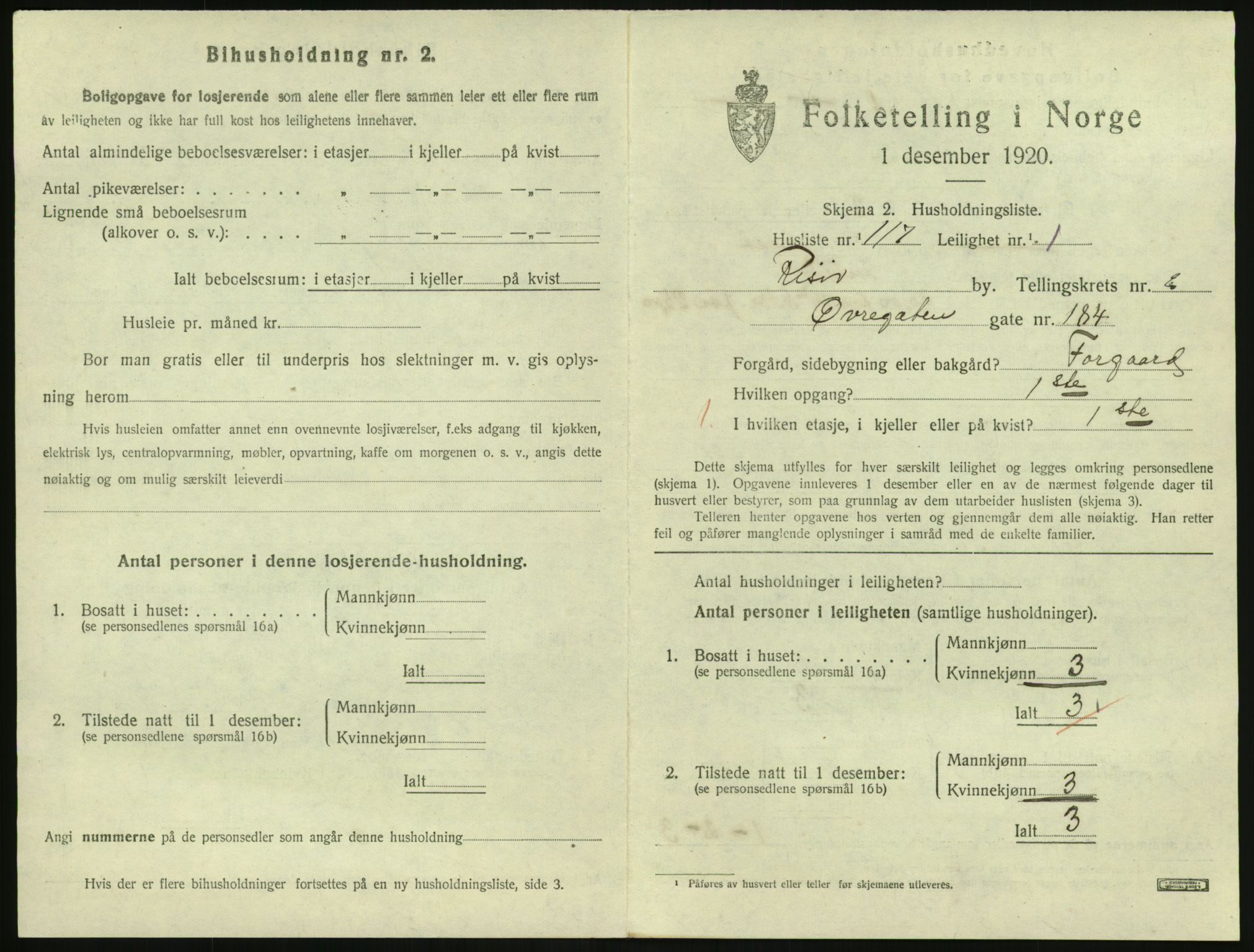 SAK, 1920 census for Risør, 1920, p. 2281