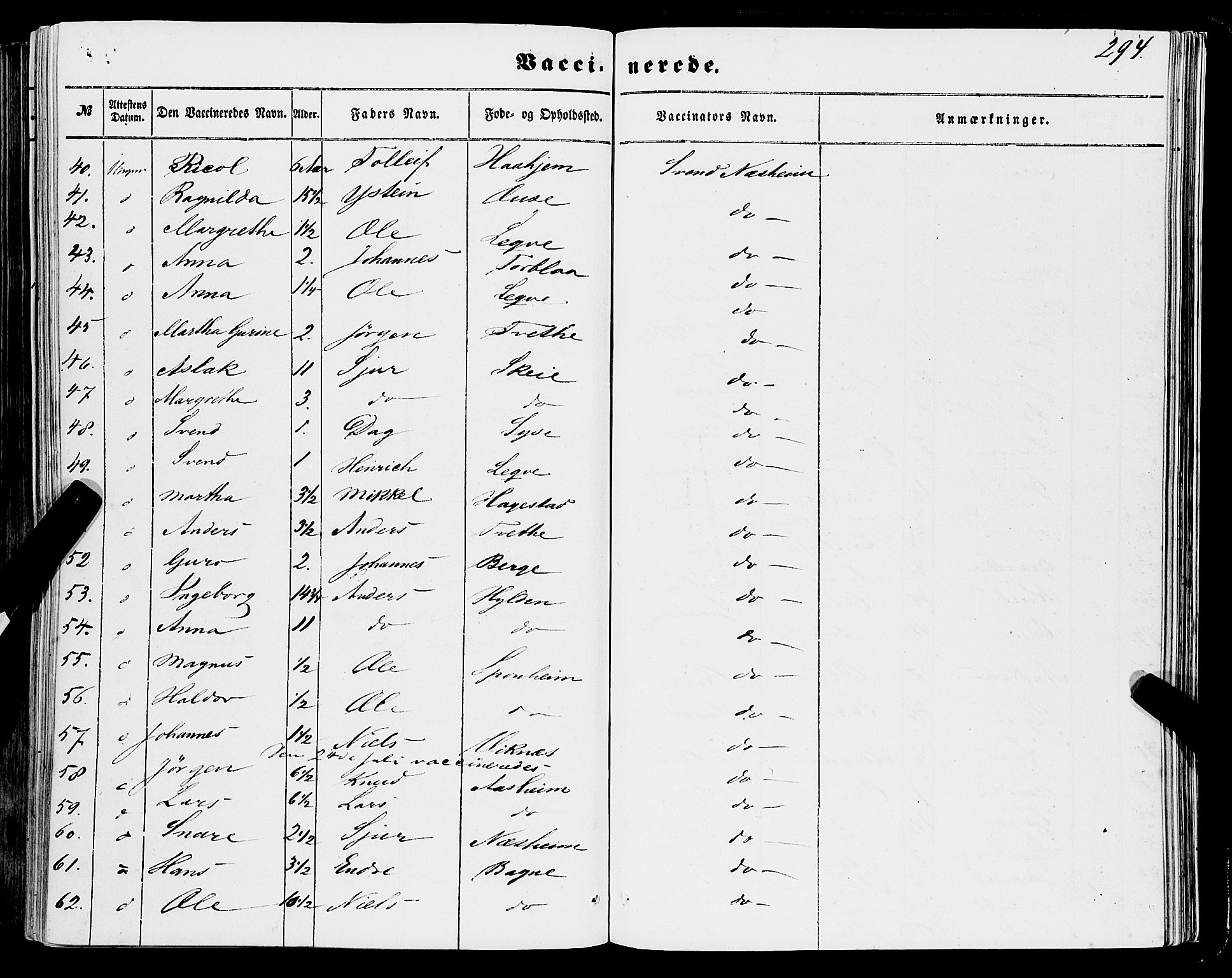 Ulvik sokneprestembete, AV/SAB-A-78801/H/Haa: Parish register (official) no. A 13, 1853-1863, p. 294