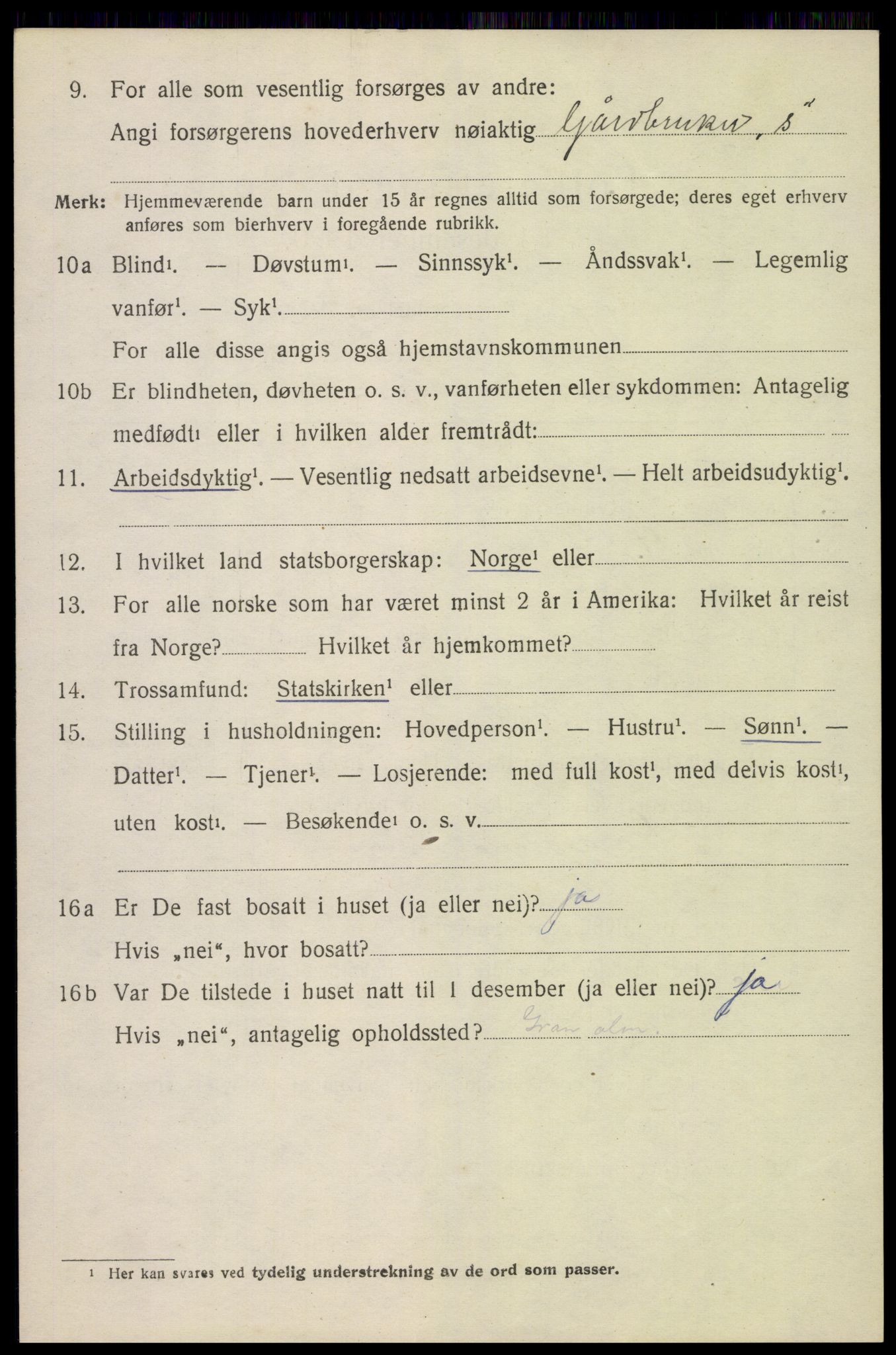 SAH, 1920 census for Gran, 1920, p. 9472