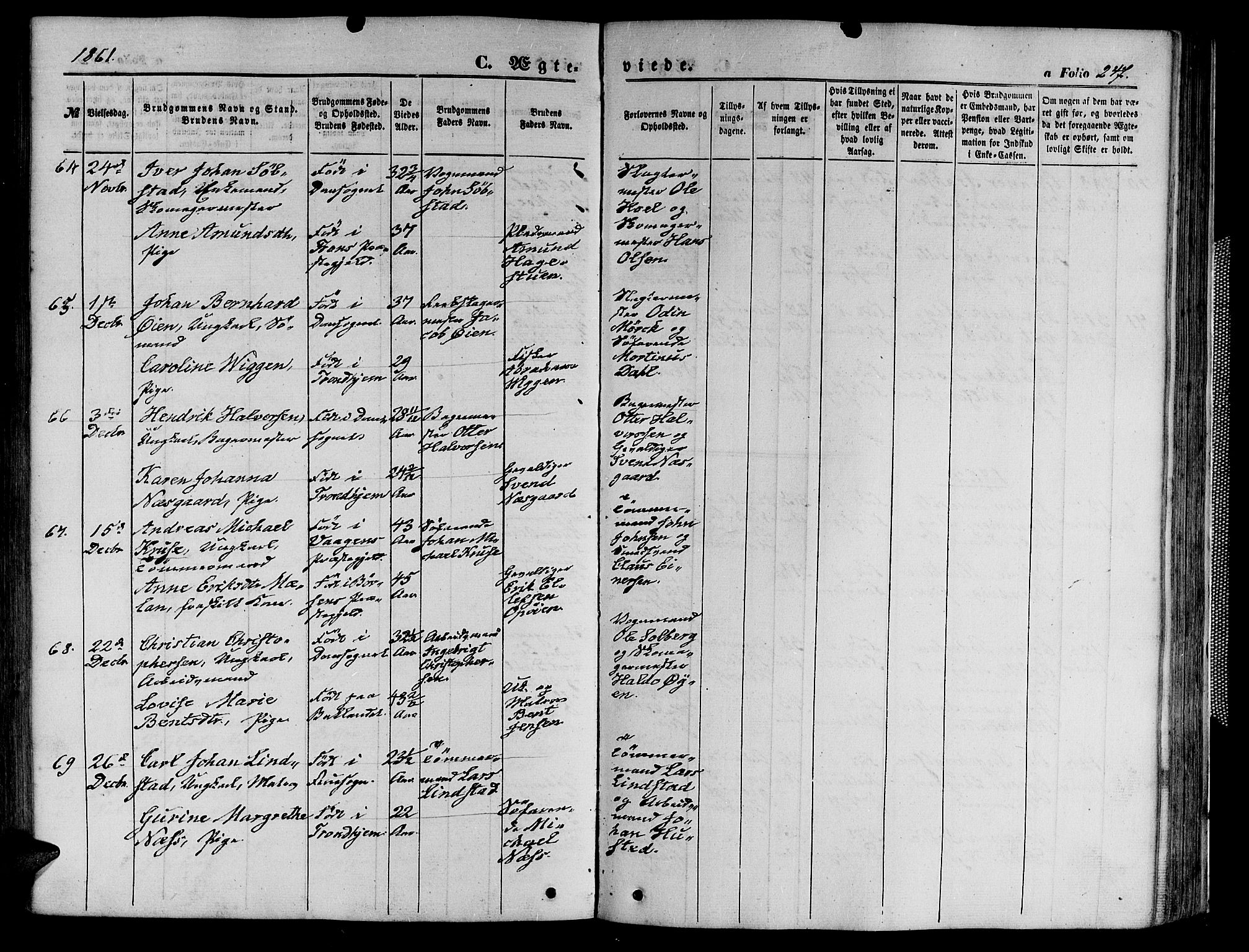 Ministerialprotokoller, klokkerbøker og fødselsregistre - Sør-Trøndelag, SAT/A-1456/602/L0139: Parish register (copy) no. 602C07, 1859-1864, p. 247