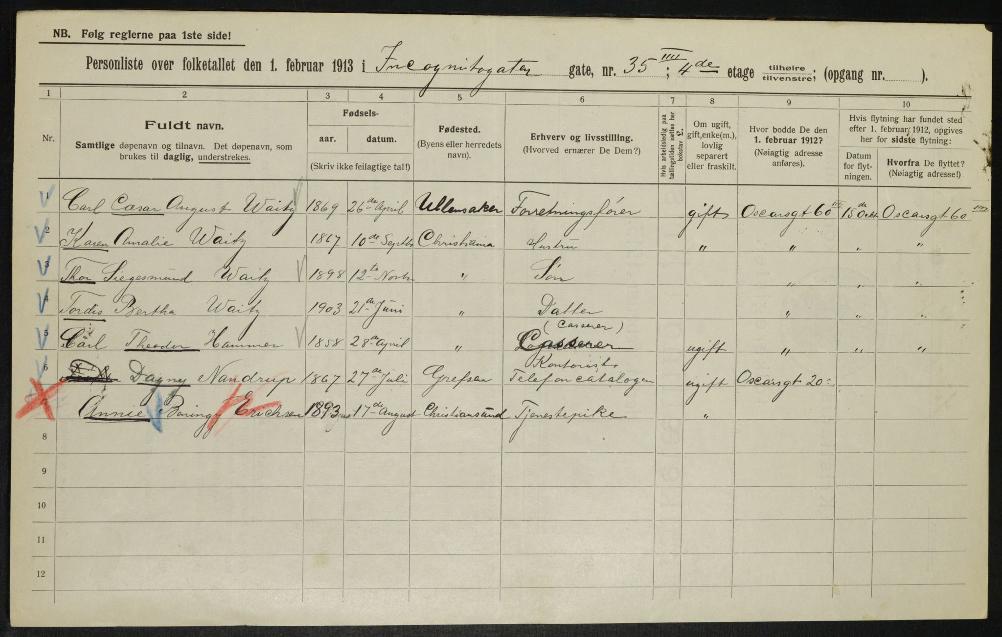 OBA, Municipal Census 1913 for Kristiania, 1913, p. 44126