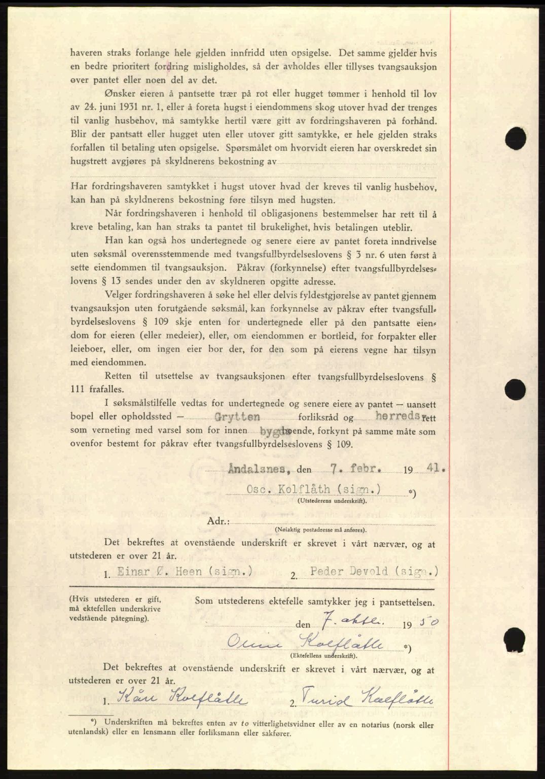 Romsdal sorenskriveri, AV/SAT-A-4149/1/2/2C: Mortgage book no. B2, 1939-1945, Diary no: : 214/1941