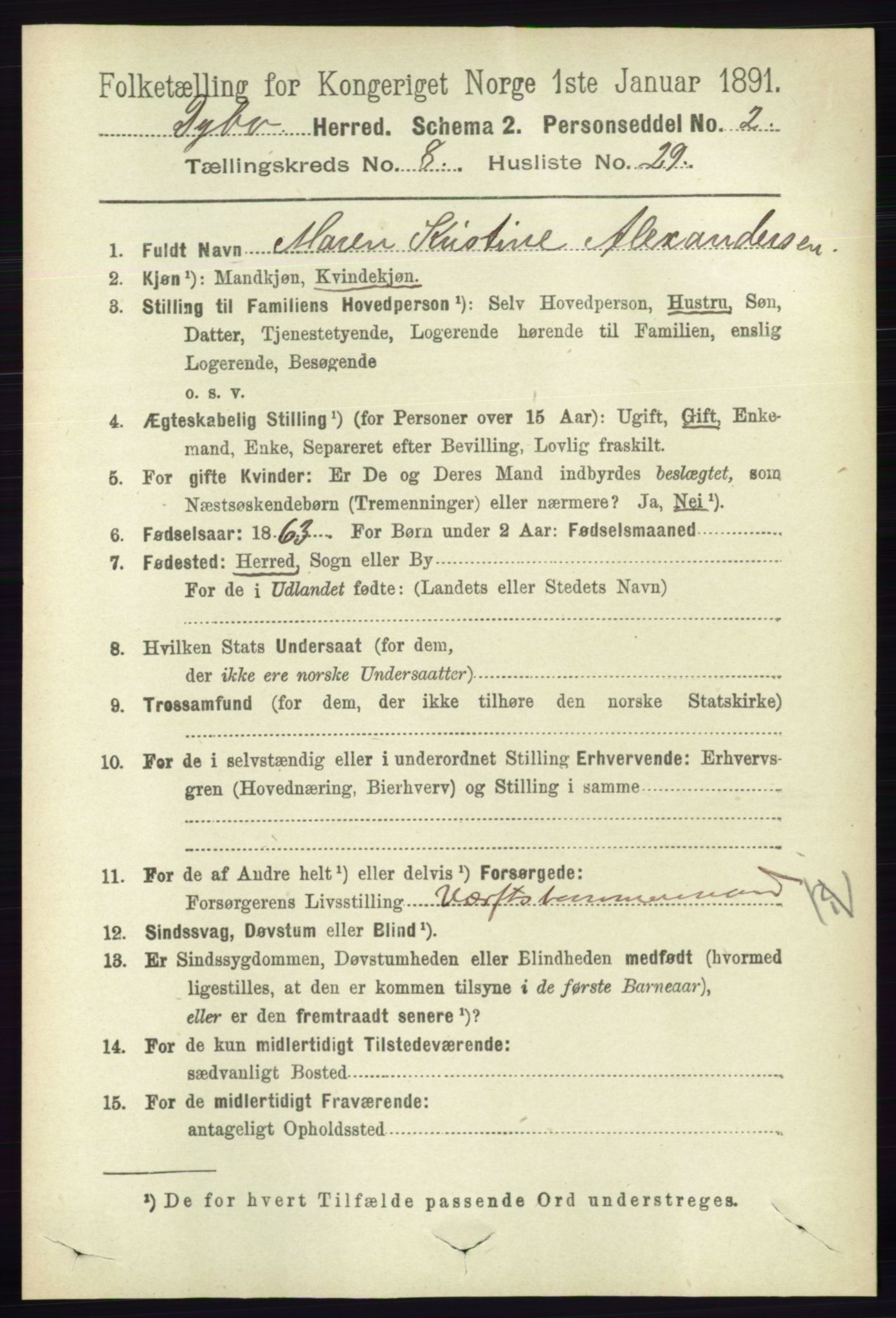 RA, 1891 census for 0915 Dypvåg, 1891, p. 2882
