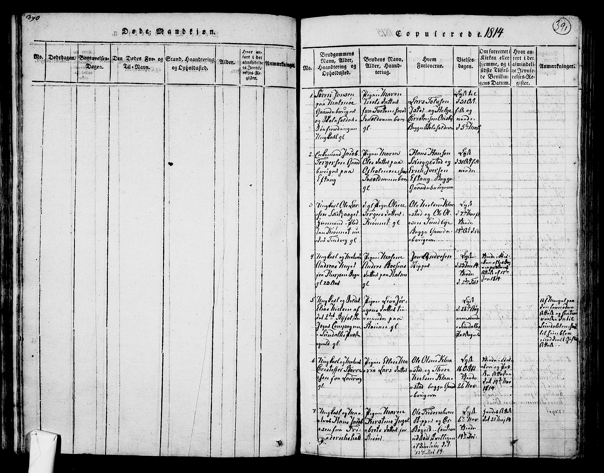 Tjølling kirkebøker, SAKO/A-60/F/Fa/L0005: Parish register (official) no. 5, 1814-1836, p. 390-391
