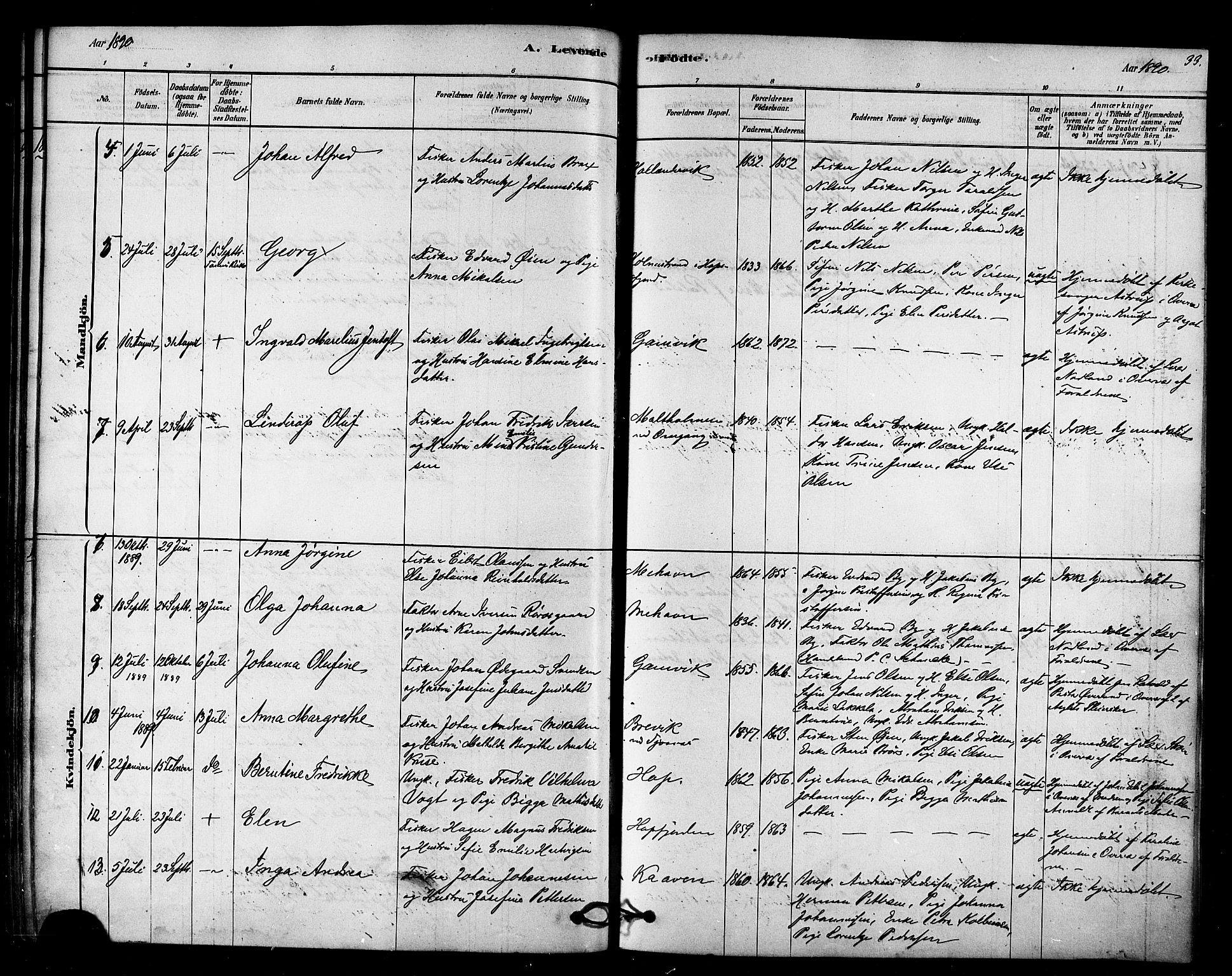 Tana sokneprestkontor, SATØ/S-1334/H/Ha/L0003kirke: Parish register (official) no. 3, 1878-1892, p. 33
