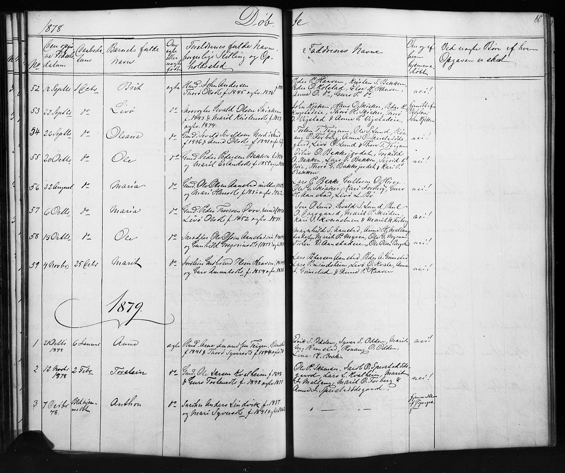 Skjåk prestekontor, SAH/PREST-072/H/Ha/Hab/L0001: Parish register (copy) no. 1, 1865-1893, p. 60