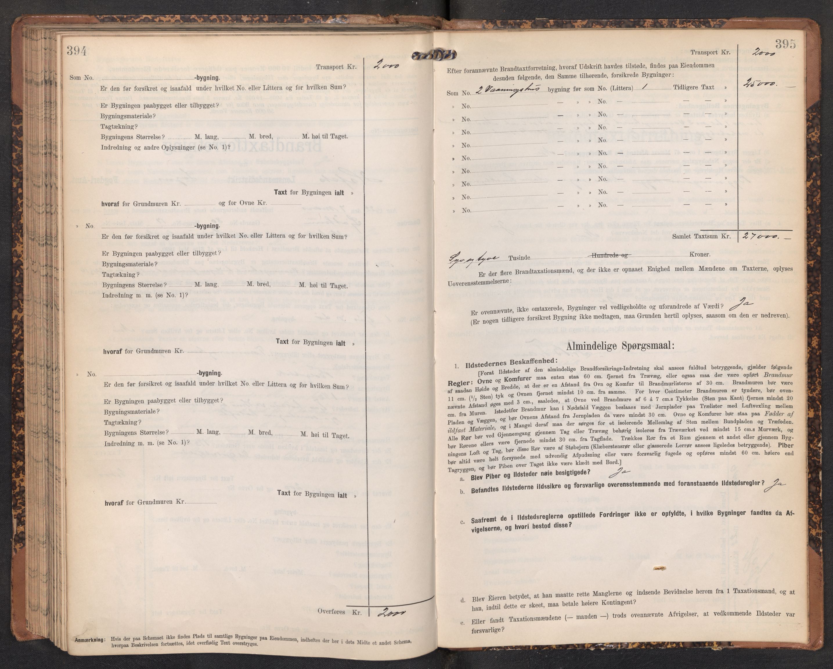 Lensmannen i Hafslo, AV/SAB-A-28001/0012/L0007: Branntakstprotokoll, skjematakst, 1905-1922, p. 394-395